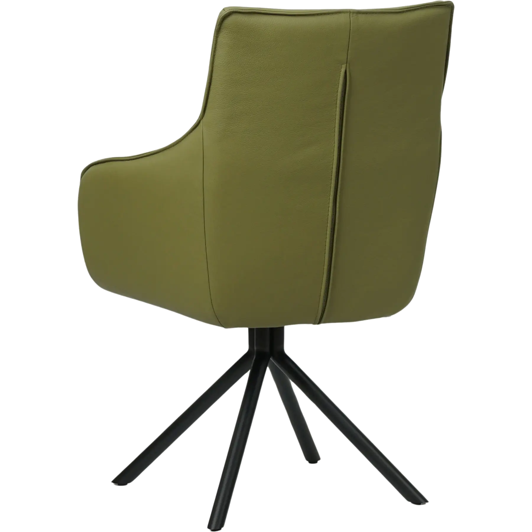 afbeelding van Leren draaibare eetkamerstoel Fancy - Toledo Apple Green (groen) - Spinpoot staal rond zwart