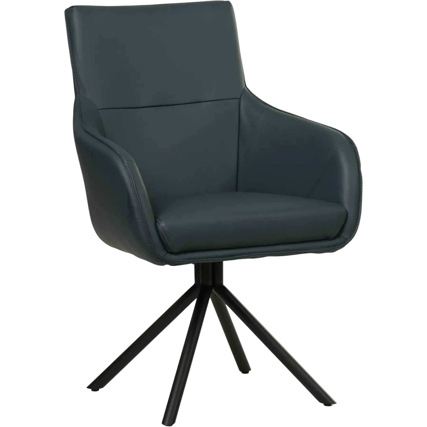 afbeelding van Leren draaibare eetkamerstoel Fancy - Toledo Marine (blauw) - Spinpoot staal rond zwart