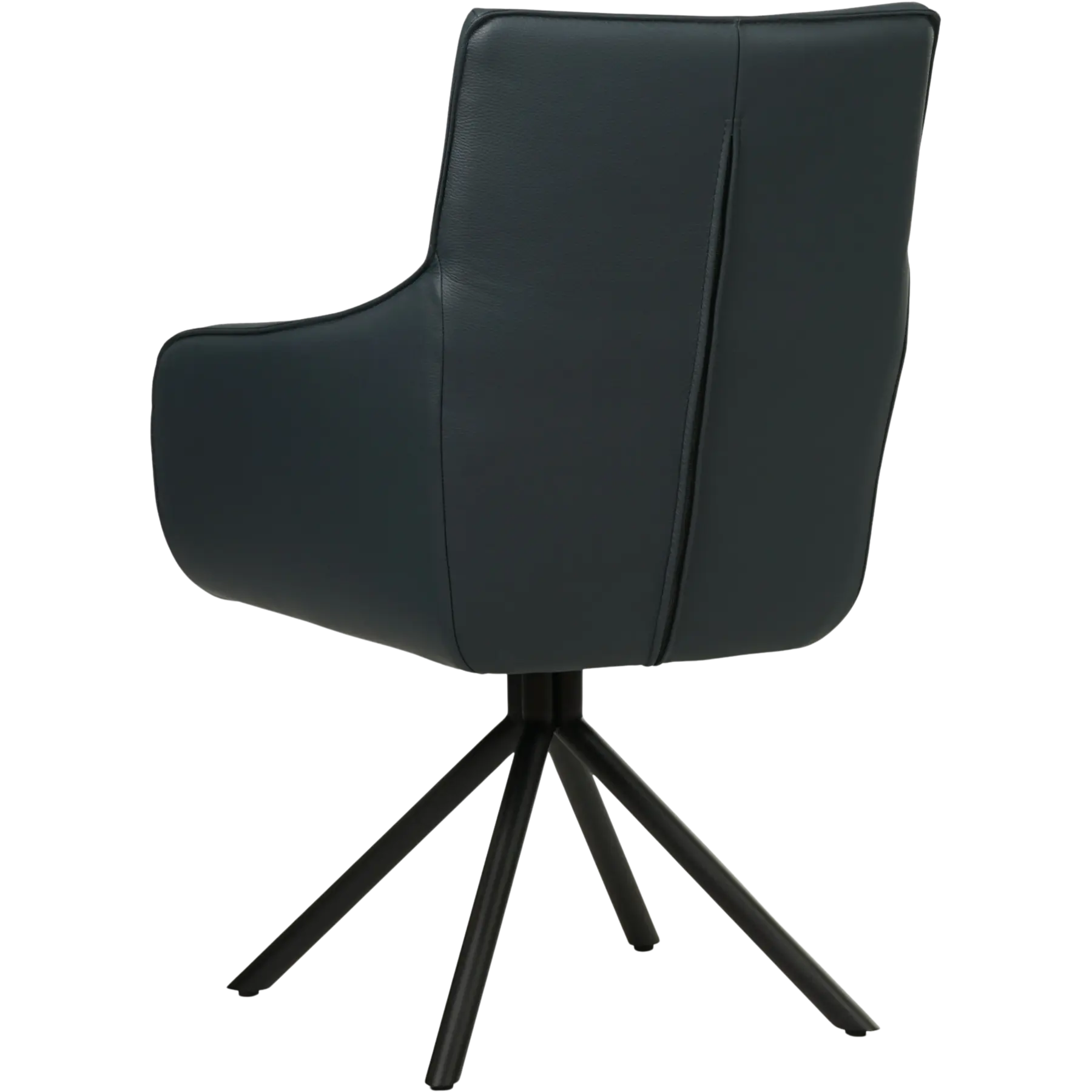 afbeelding van Leren draaibare eetkamerstoel Fancy - Toledo Marine (blauw) - Spinpoot staal rond zwart