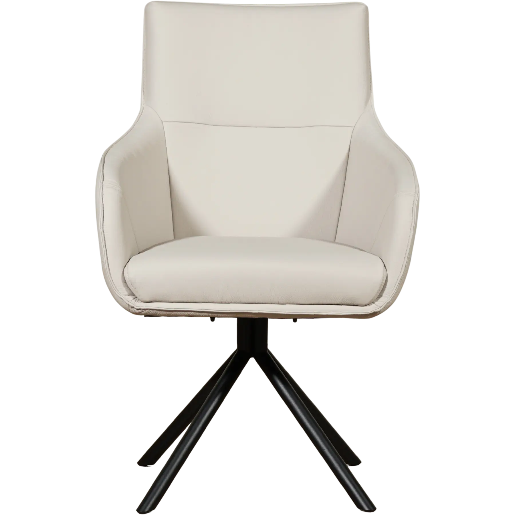 afbeelding van Leren draaibare eetkamerstoel Fancy - Toledo Misty (crème) - Spinpoot staal rond zwart