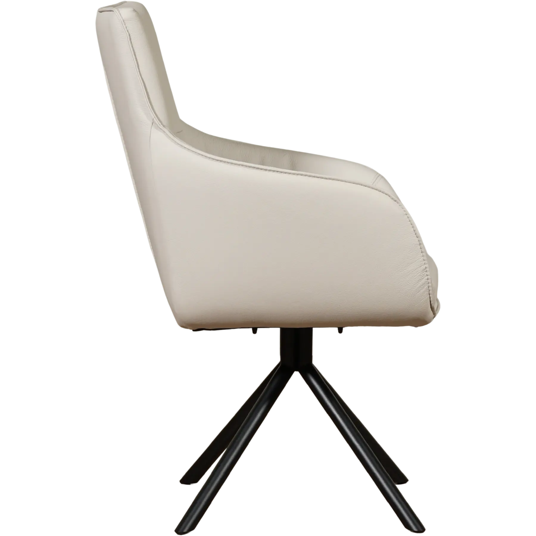 afbeelding van Leren draaibare eetkamerstoel Fancy - Toledo Misty (crème) - Spinpoot staal rond zwart