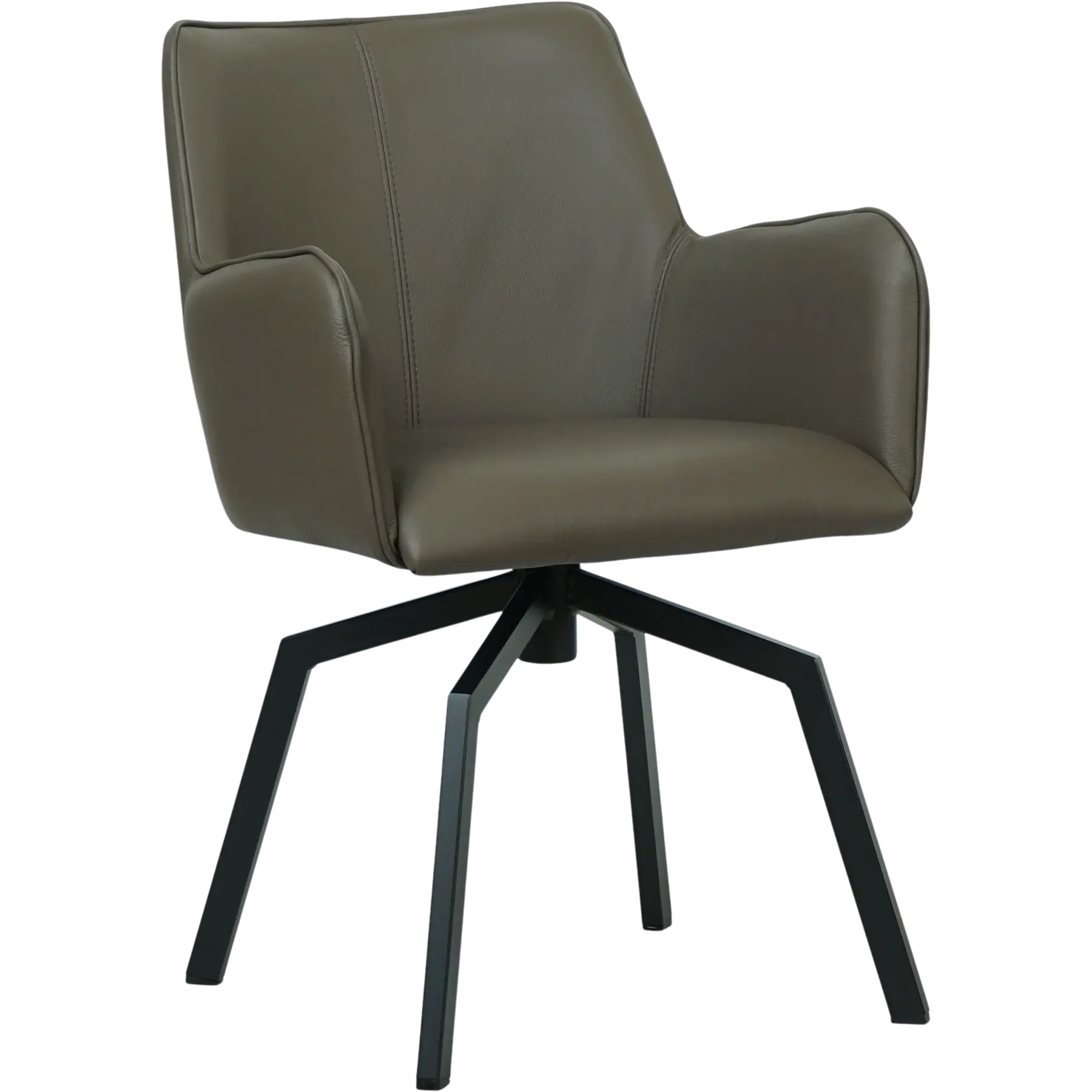 afbeelding van Leren draaibare eetkamerstoel Jazz - Spinpoot staal vierkant zwart