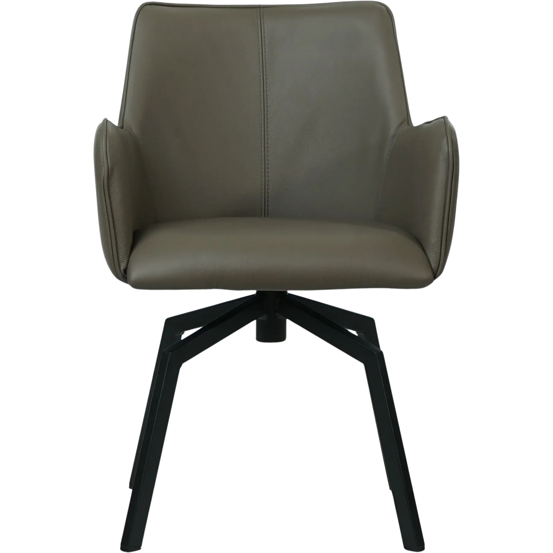 afbeelding van Leren draaibare eetkamerstoel Jazz - Toledo Moss (bruin/groen) - Spinpoot staal vierkant zwart