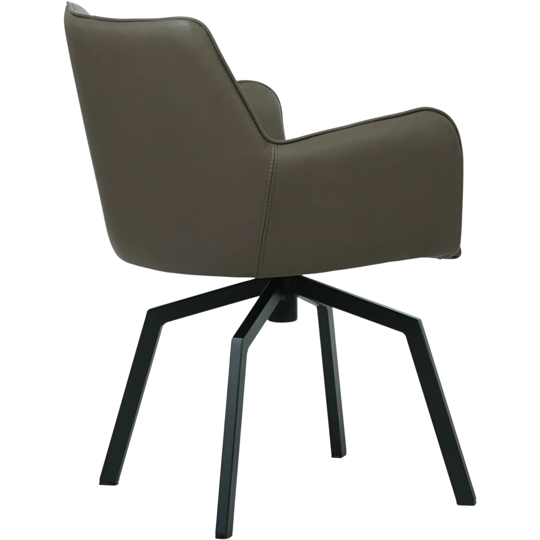 afbeelding van Leren draaibare eetkamerstoel Jazz - Toledo Moss (bruin/groen) - Spinpoot staal vierkant zwart