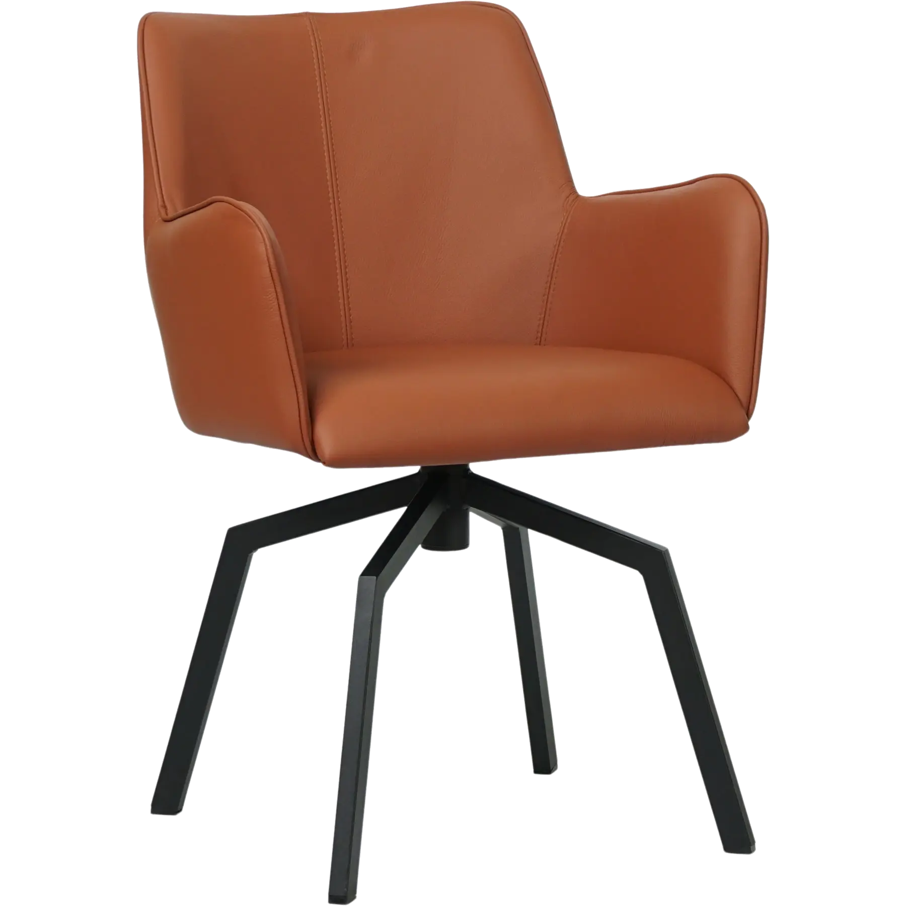 afbeelding van Leren draaibare eetkamerstoel Jazz - Toledo Natur (cognac) - Spinpoot staal vierkant zwart