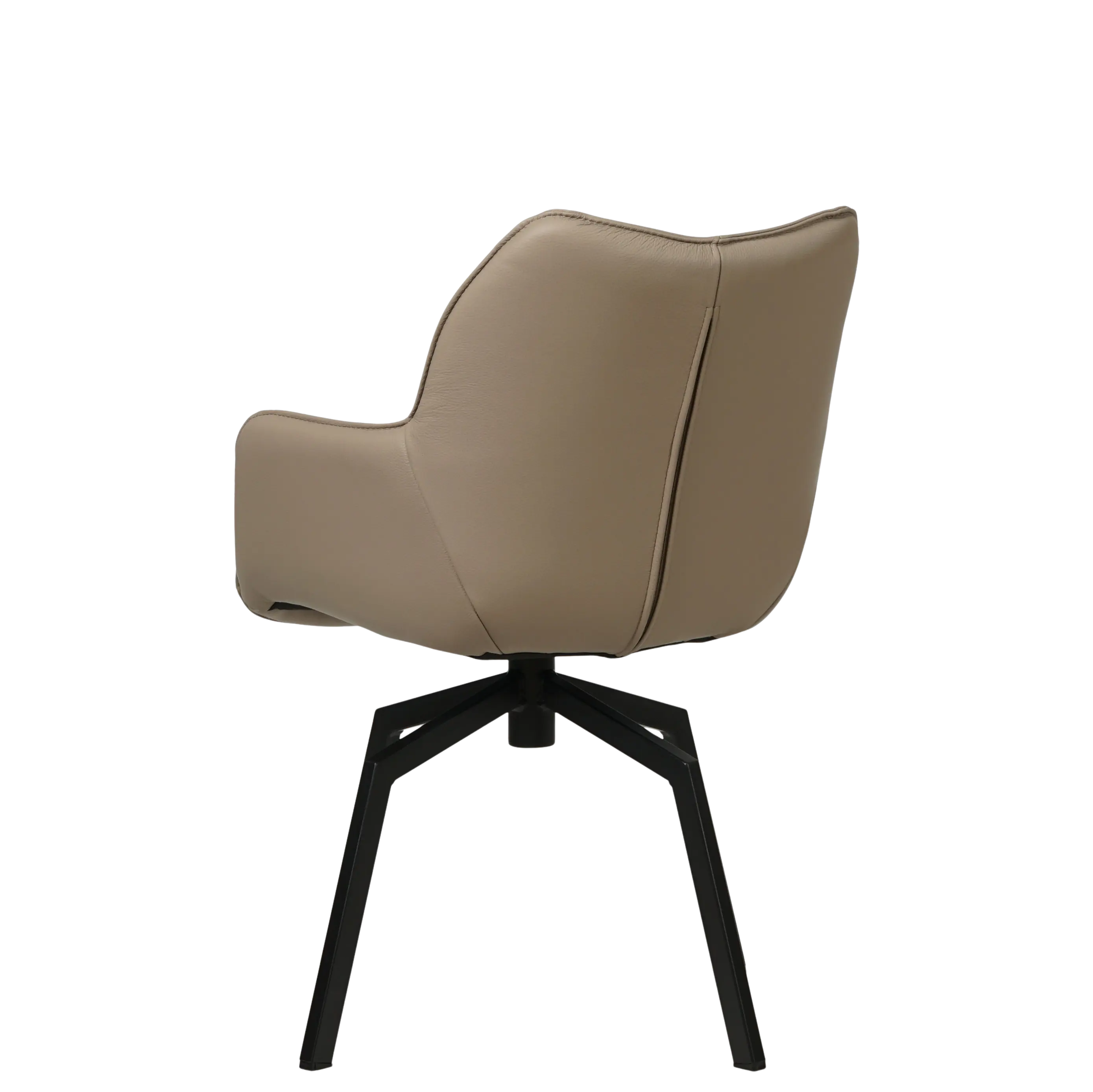 afbeelding van Leren draaibare eetkamerstoel Magic - Hermes Mocca (taupe/bruin) - Spinpoot staal vierkant zwart