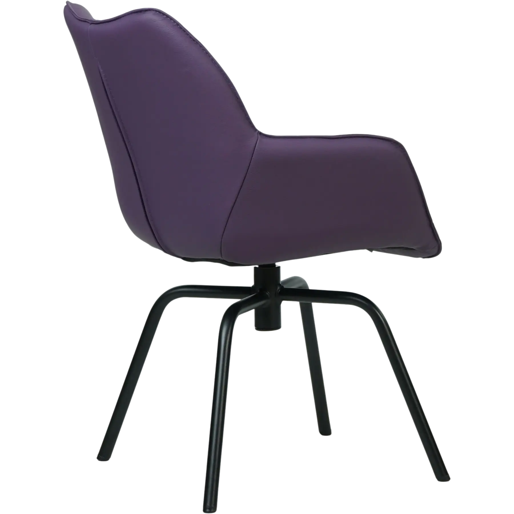 afbeelding van Leren draaibare eetkamerstoel Magic - Spinpoot staal rond zwart