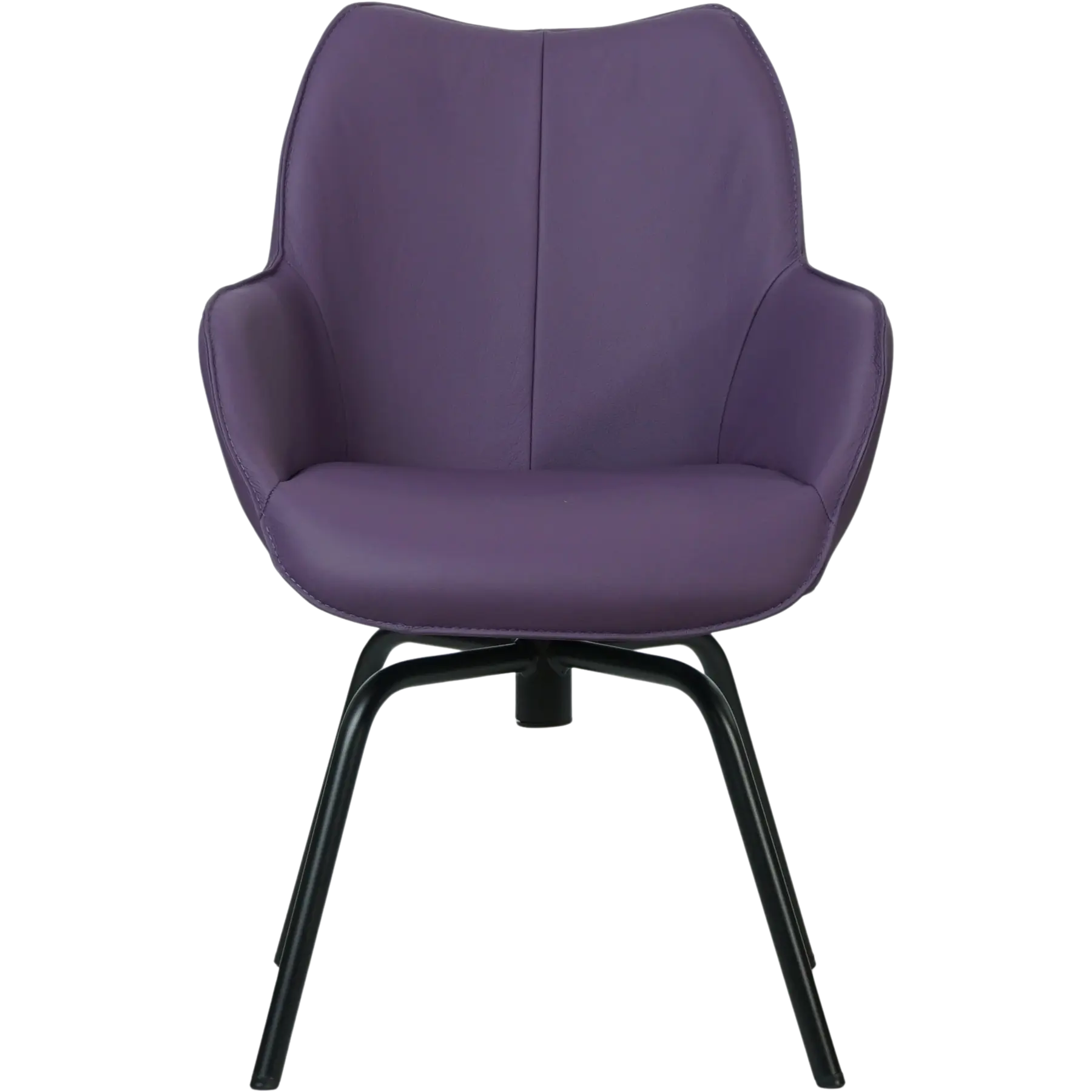 afbeelding van Leren draaibare eetkamerstoel Magic - Toledo Aubergine (paars) - Spinpoot staal rond zwart