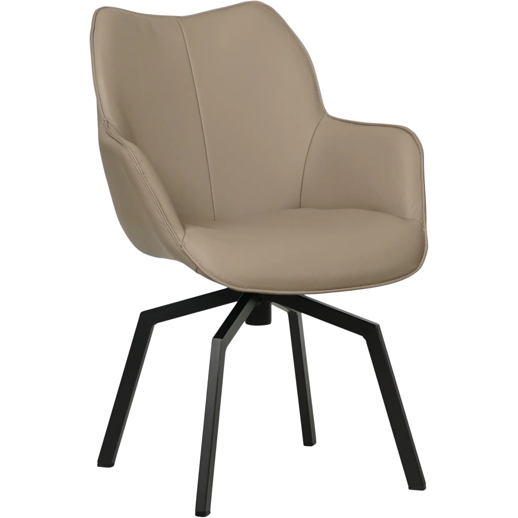 afbeelding van Leren draaibare eetkamerstoel Magic - Toledo Khaki (taupe/bruin) - Spinpoot staal vierkant zwart