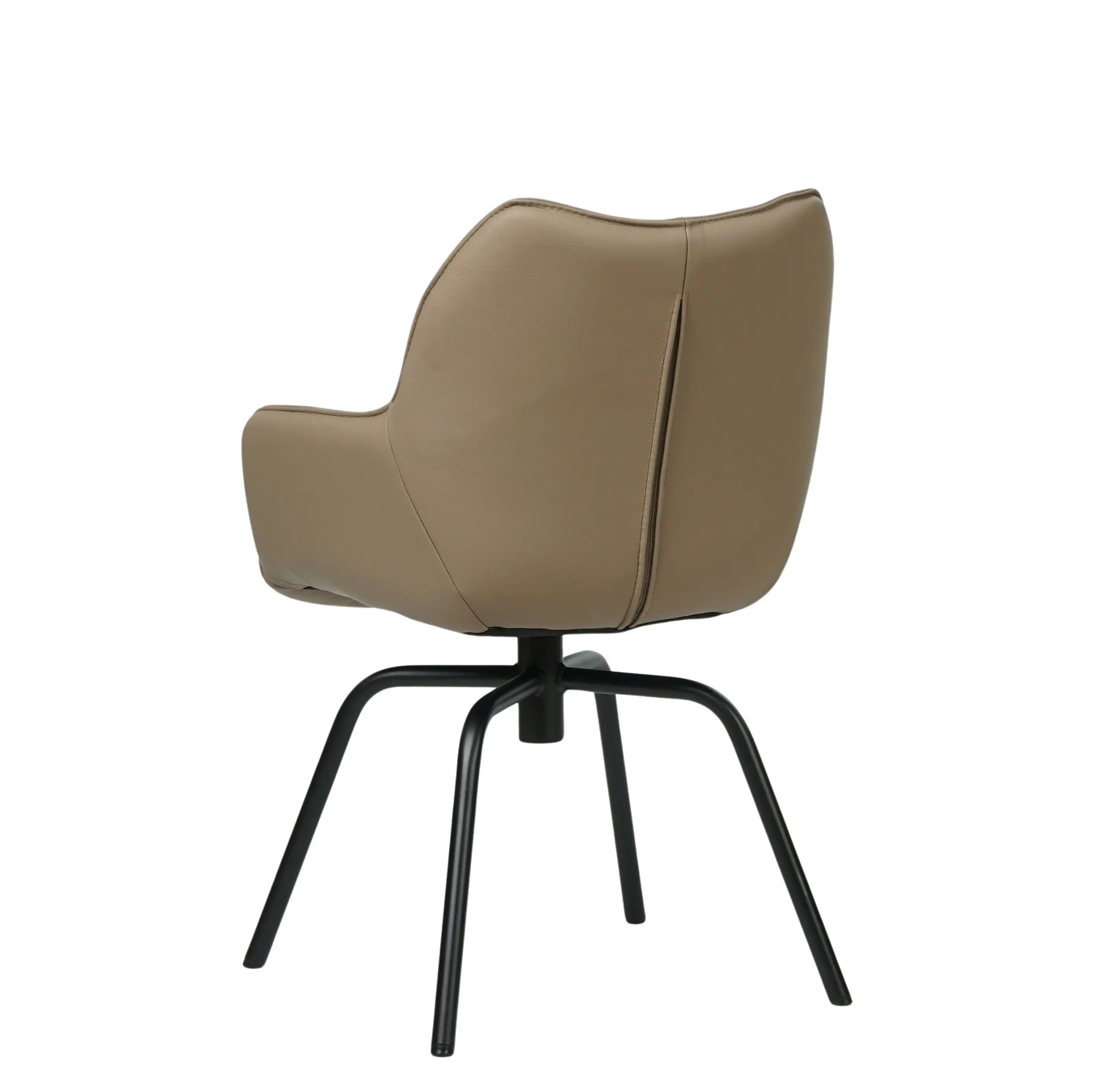 afbeelding van Leren draaibare eetkamerstoel Magic - Toledo Mocca (taupe/bruin) - Spinpoot staal rond zwart