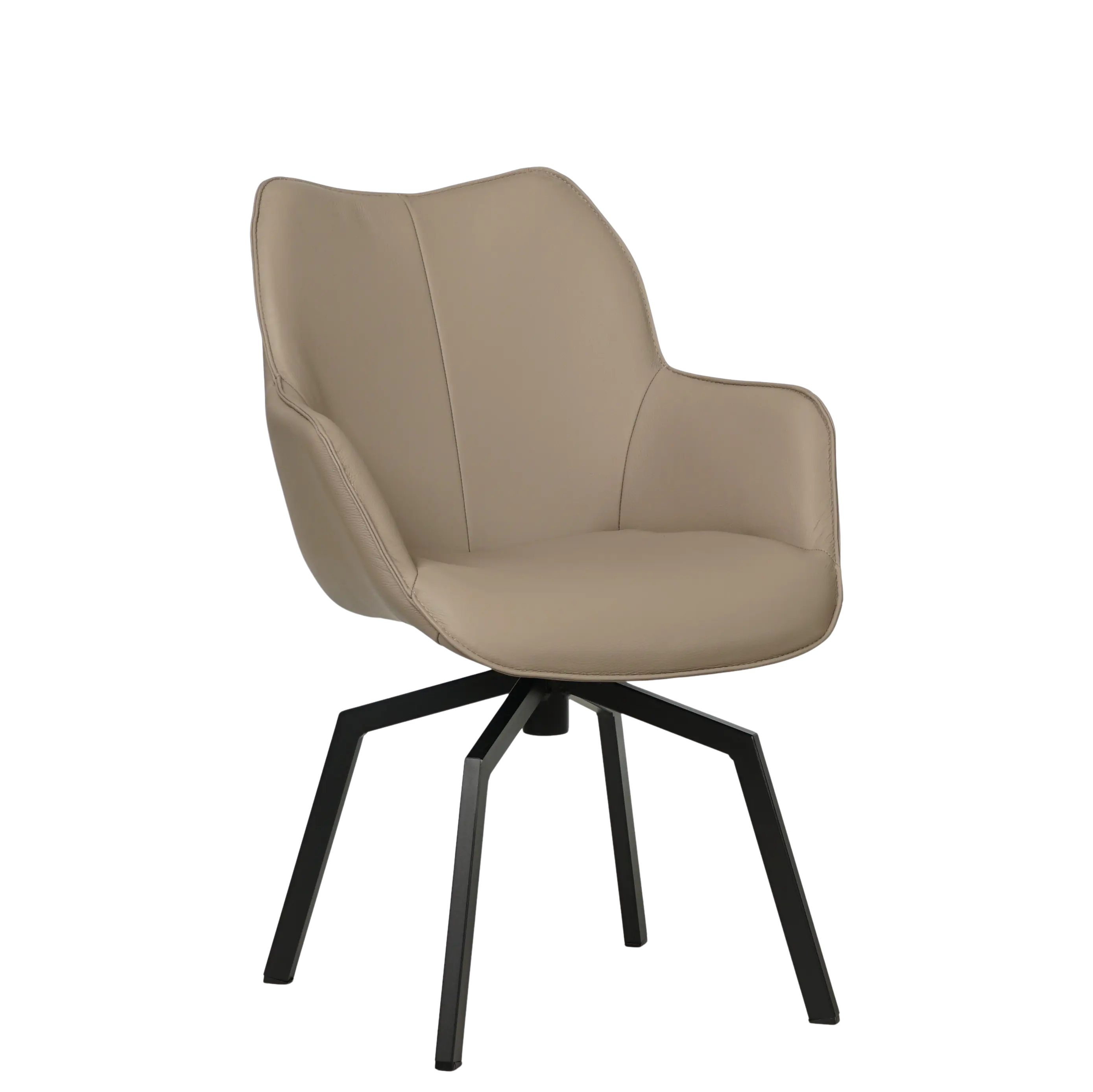 afbeelding van Leren draaibare eetkamerstoel Magic - Toledo Mocca (taupe/bruin) - Spinpoot staal vierkant zwart