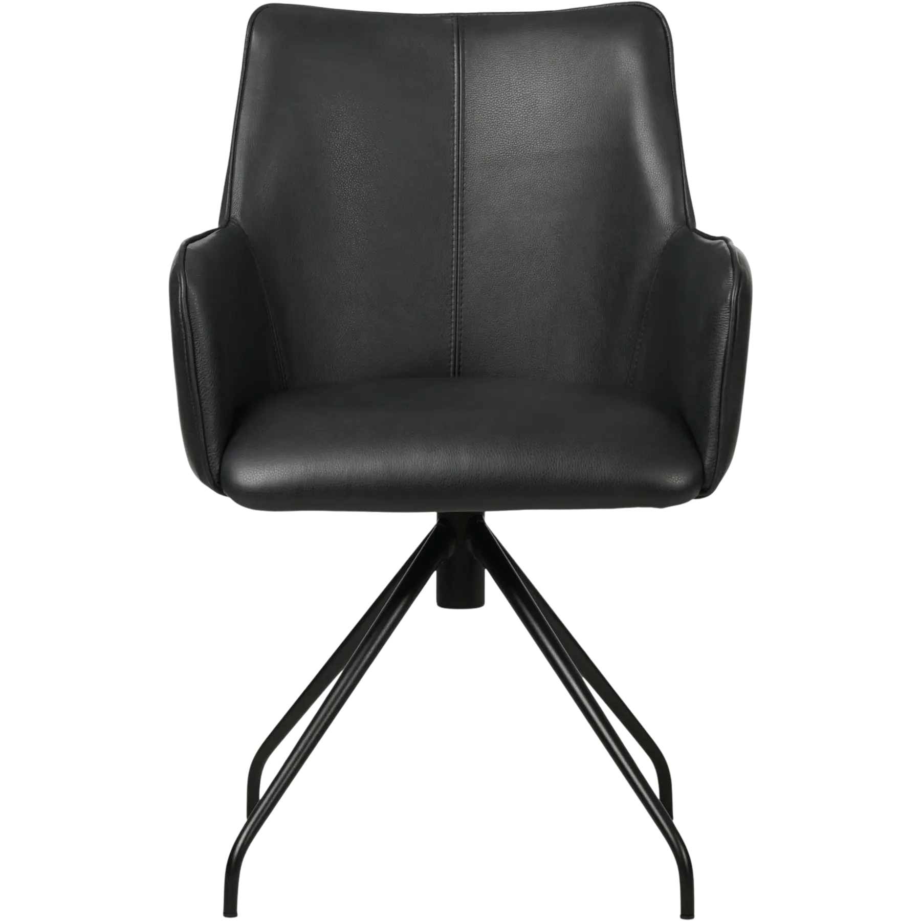 afbeelding van Leren draaibare eetkamerstoel Wave