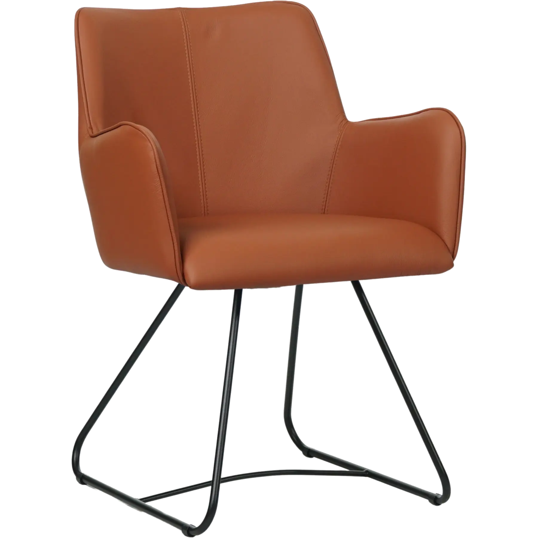 afbeelding van Leren eetkamerstoel Jazz - poten staal rond zwart