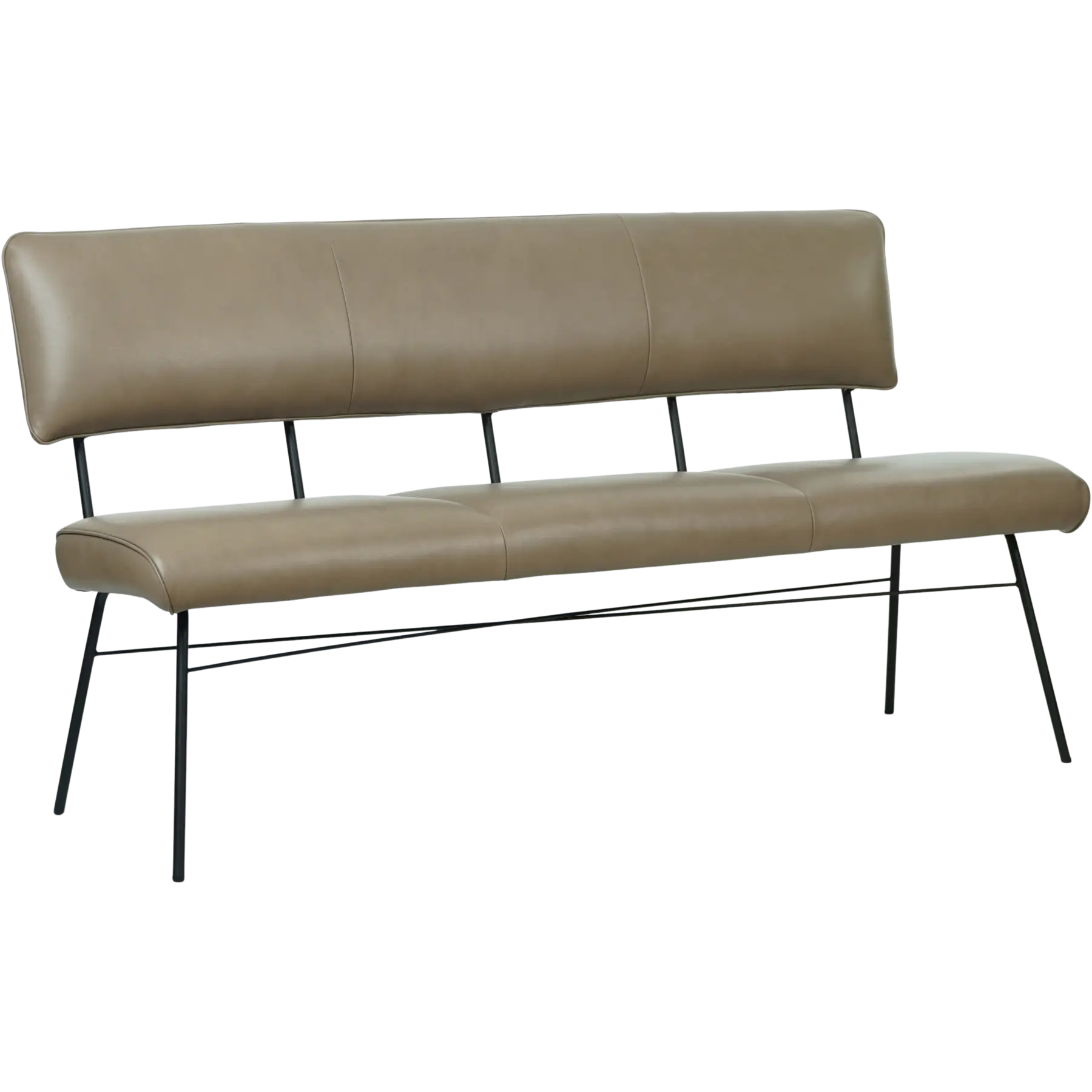 afbeelding van Leren eetkamerbank Solid - Granada Taupe (taupe/bruin) - Poten staal rond zwart