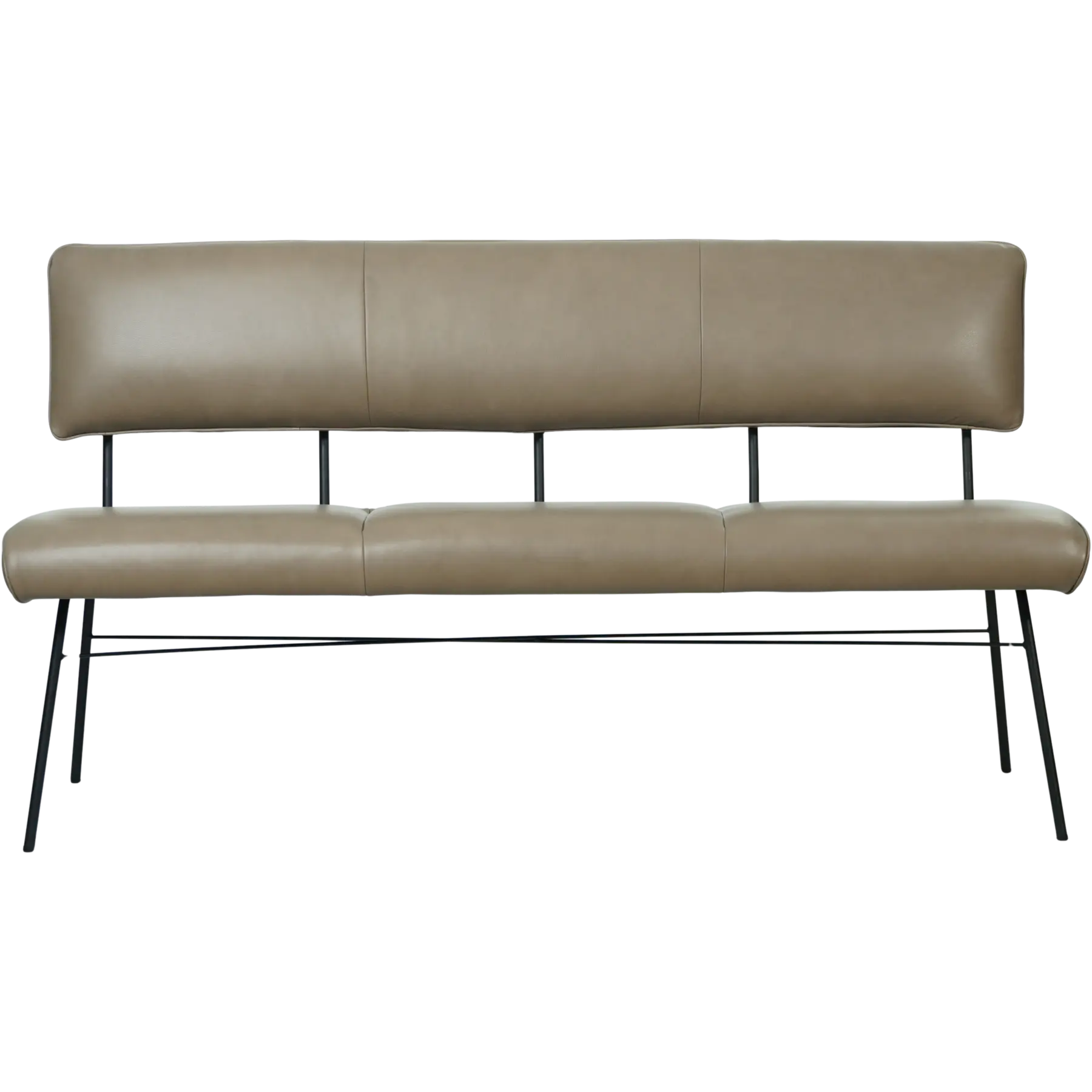 afbeelding van Leren eetkamerbank Solid - Granada Taupe (taupe/bruin) - Poten staal rond zwart