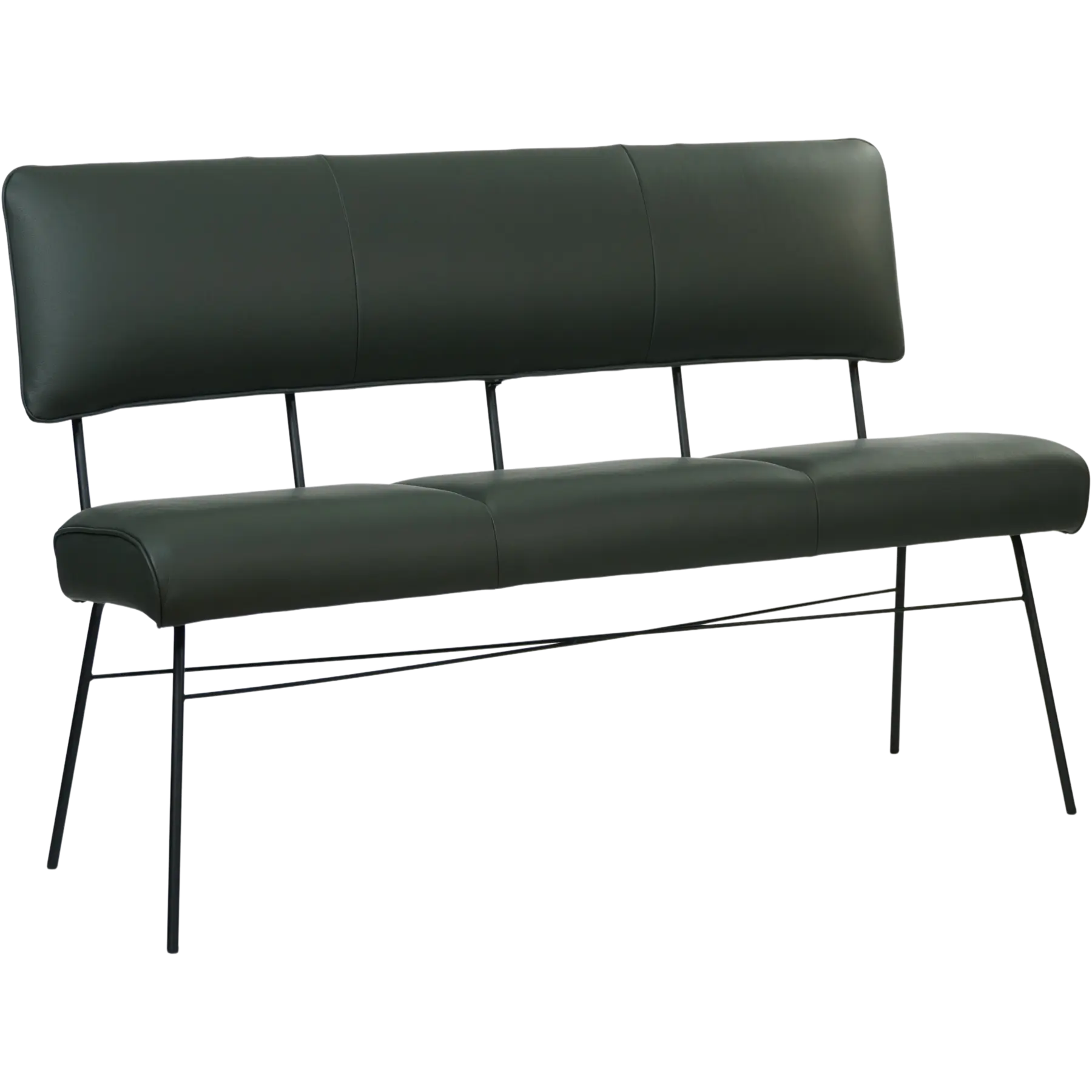afbeelding van Leren eetkamerbank Solid - Toledo Verde (donkergroen) - Poten staal rond zwart