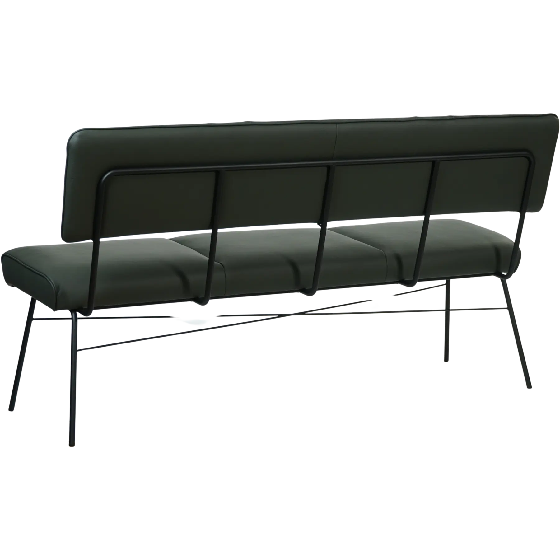 afbeelding van Leren eetkamerbank Solid - Toledo Verde (donkergroen) - Poten staal rond zwart