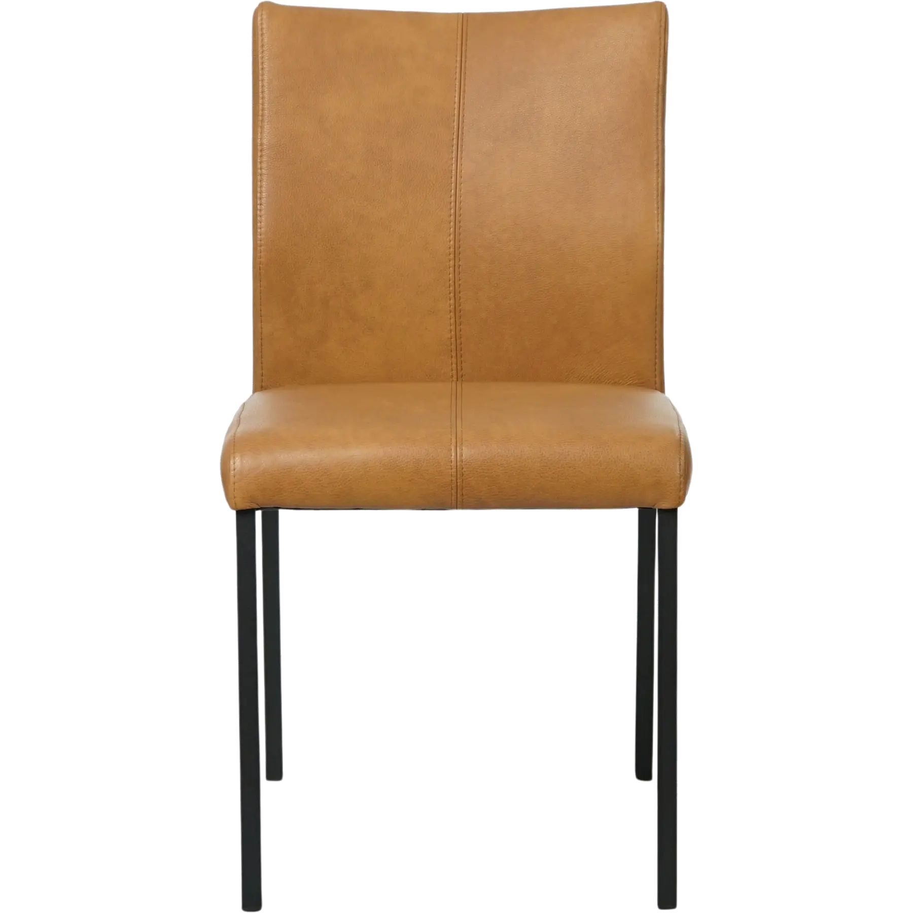 afbeelding van Leren eetkamerstoel Basic - Granada Sahara (cognac) - Poten staal vierkant zwart