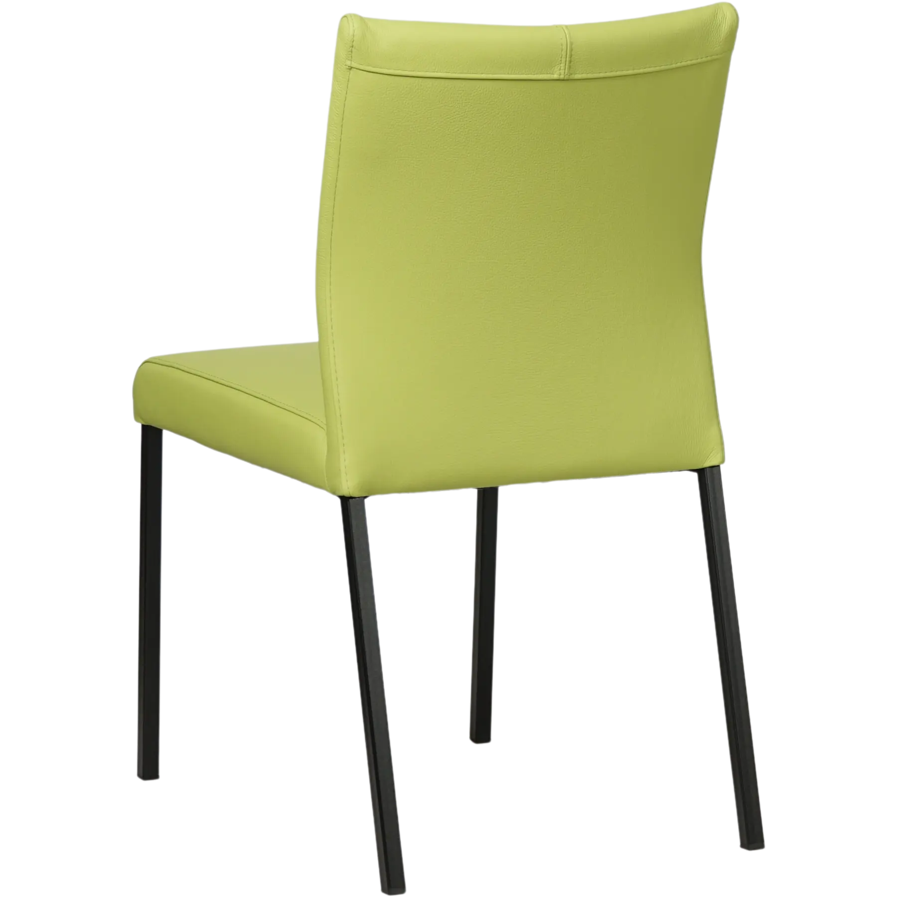 afbeelding van Leren eetkamerstoel Basic - Hermes Lime (felgroen) - Poten staal vierkant zwart