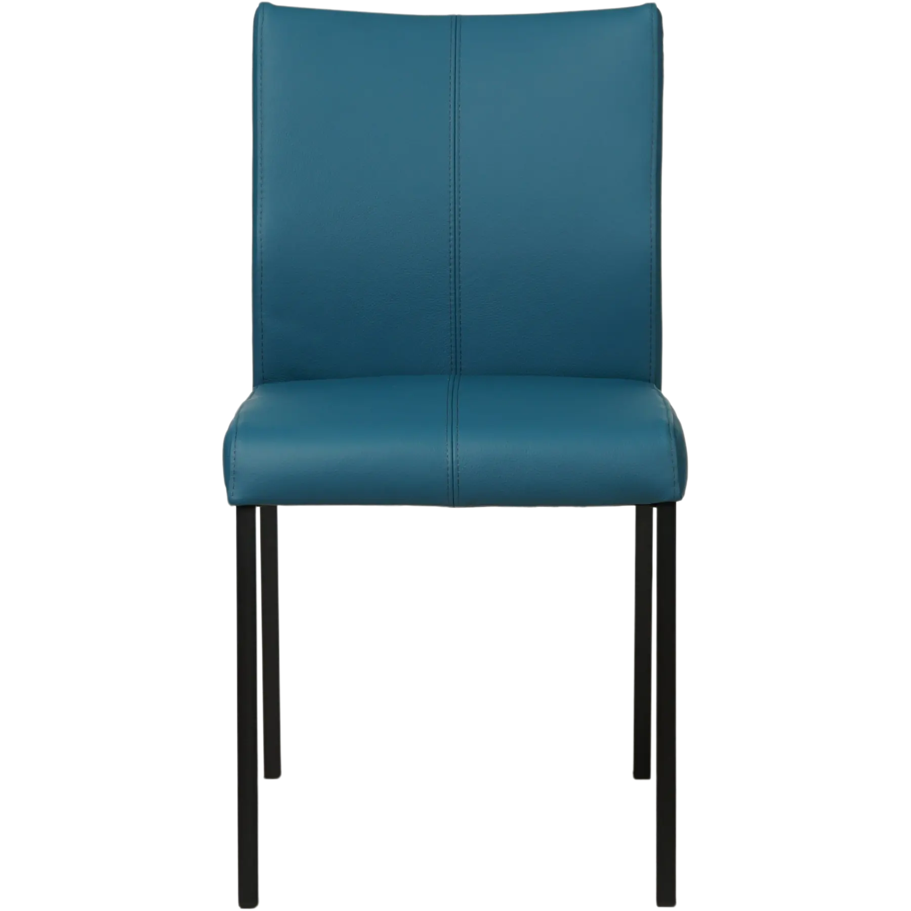 afbeelding van Leren eetkamerstoel Basic - Hermes Turquoise (blauw) - Poten staal vierkant zwart
