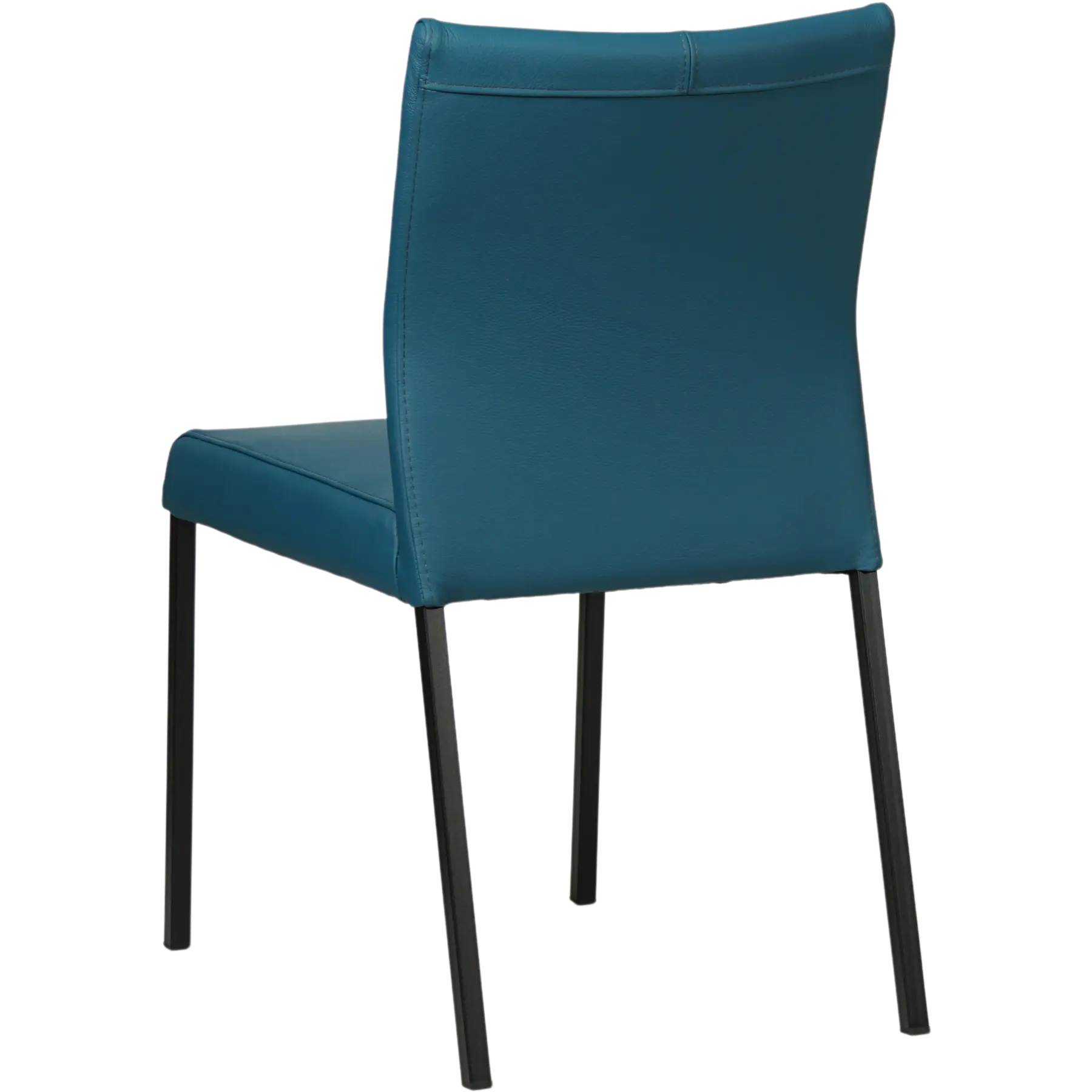 afbeelding van Leren eetkamerstoel Basic - Hermes Turquoise (blauw) - Poten staal vierkant zwart