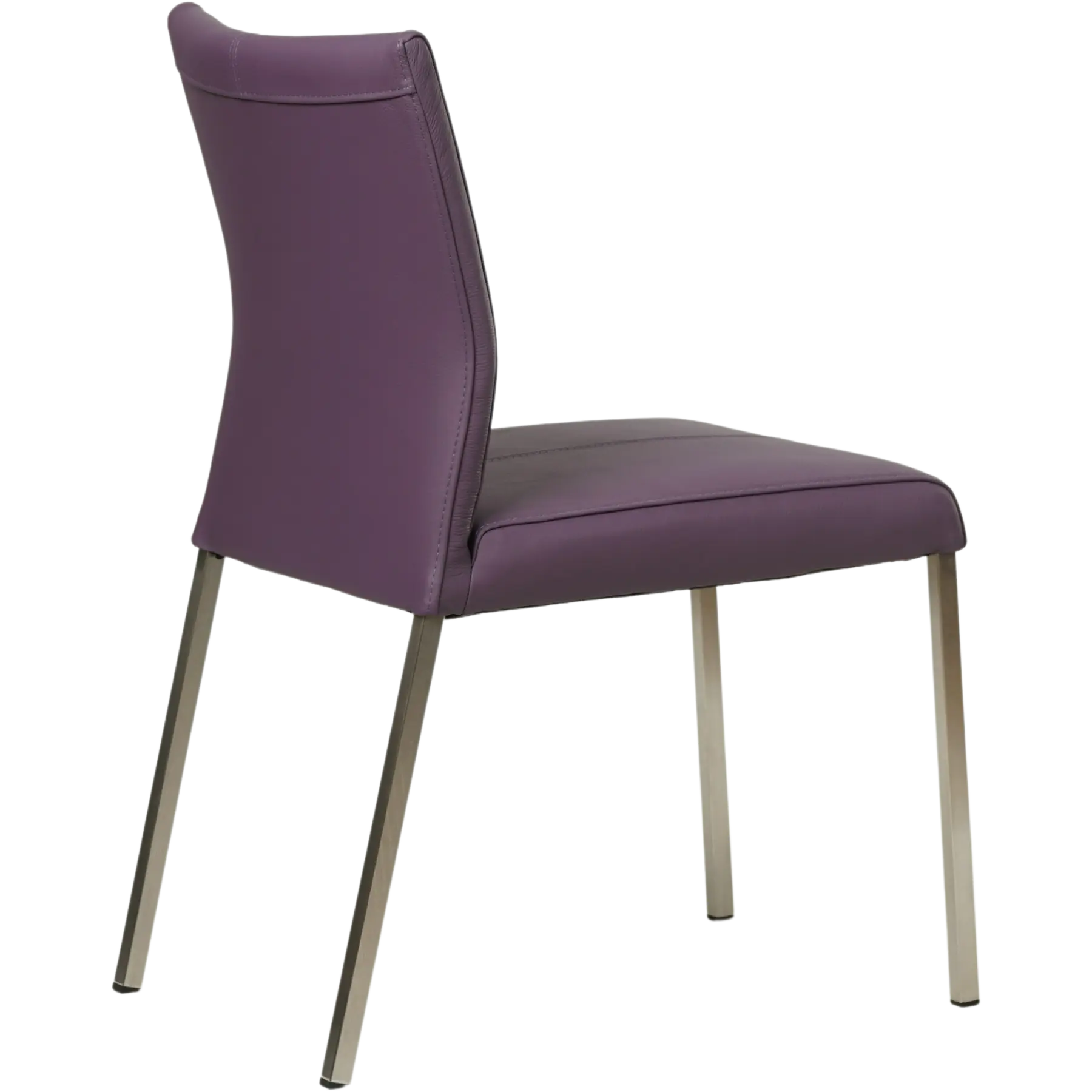 afbeelding van Leren eetkamerstoel Basic - Toledo Aubergine (paars) - Poten staal vierkant RVS