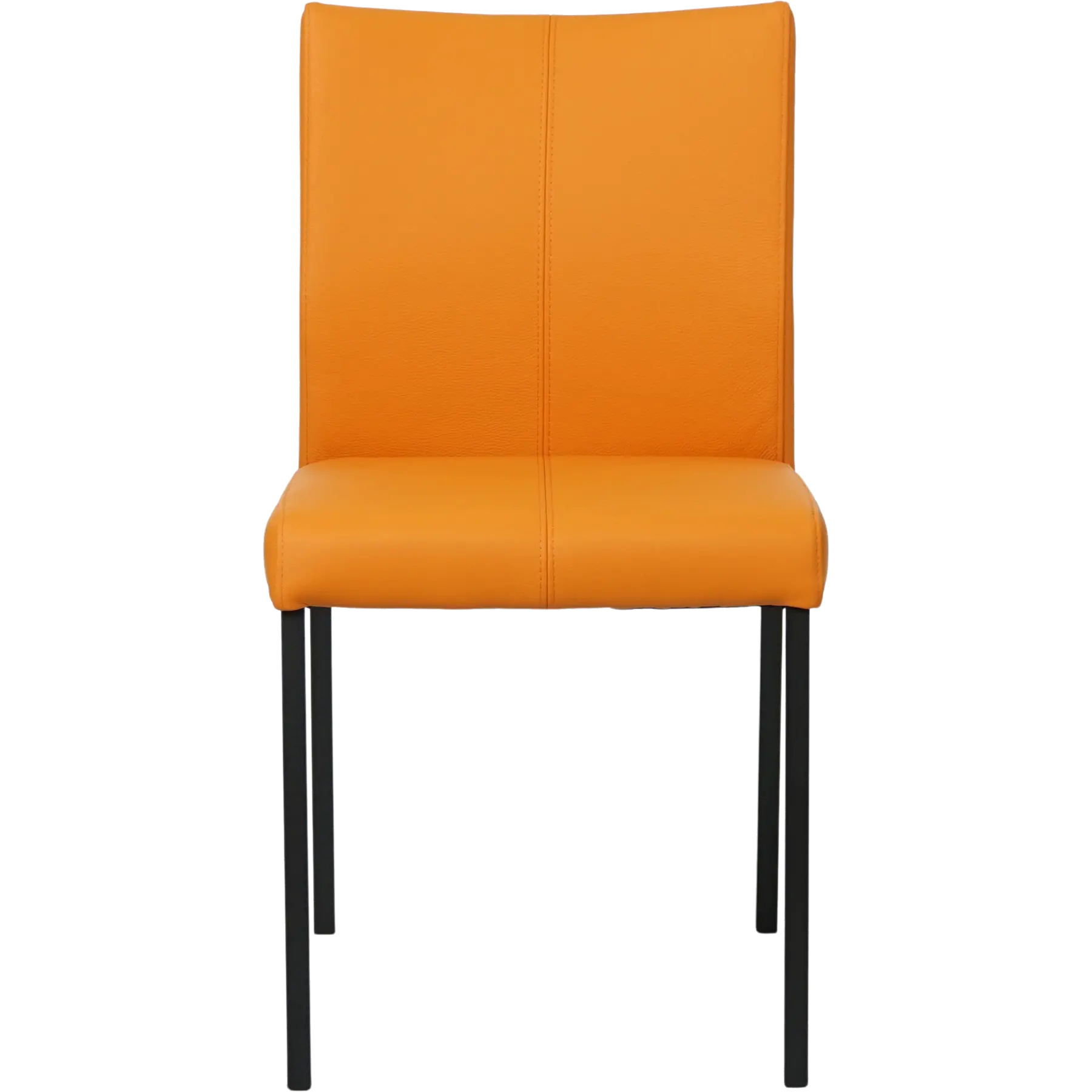 afbeelding van Leren eetkamerstoel Basic - Toledo Mandarin (oranje) - Poten staal vierkant zwart