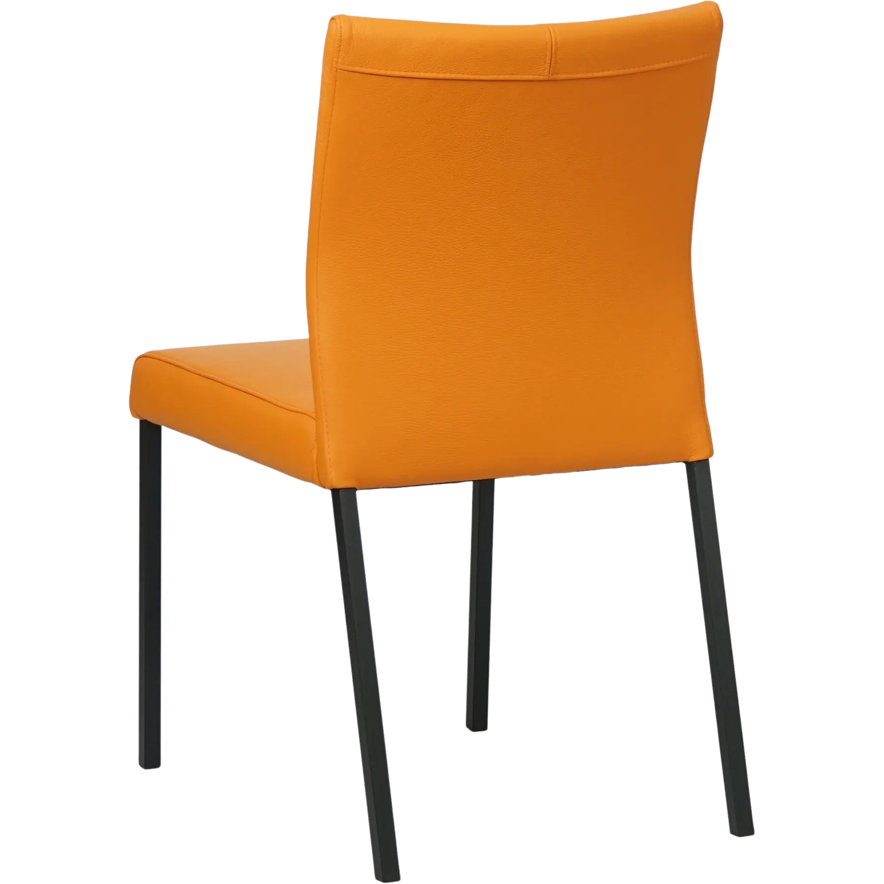 afbeelding van Leren eetkamerstoel Basic - Toledo Mandarin (oranje) - Poten staal vierkant zwart