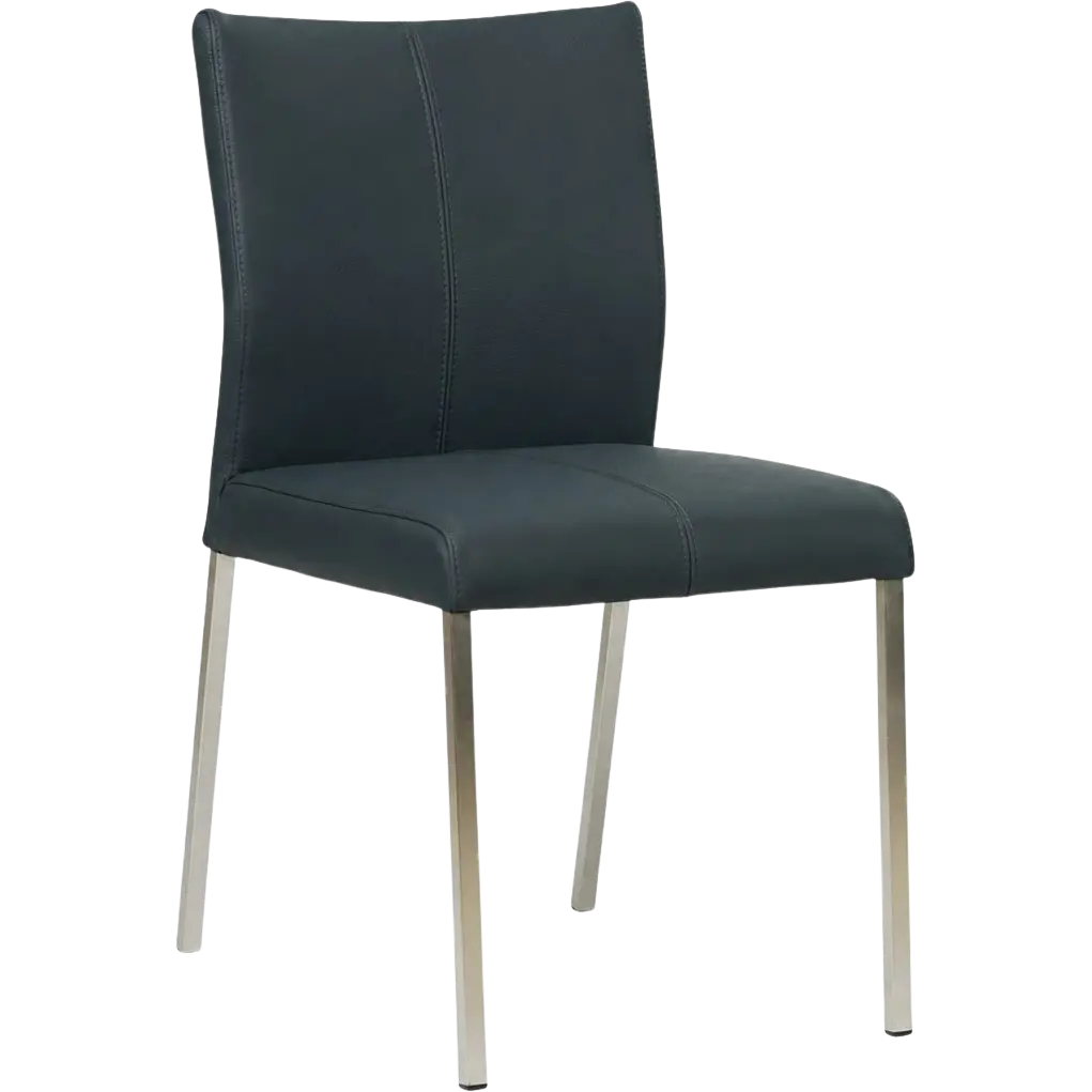 afbeelding van Leren eetkamerstoel Basic - Toledo Marine (blauw) - Poten staal vierkant RVS