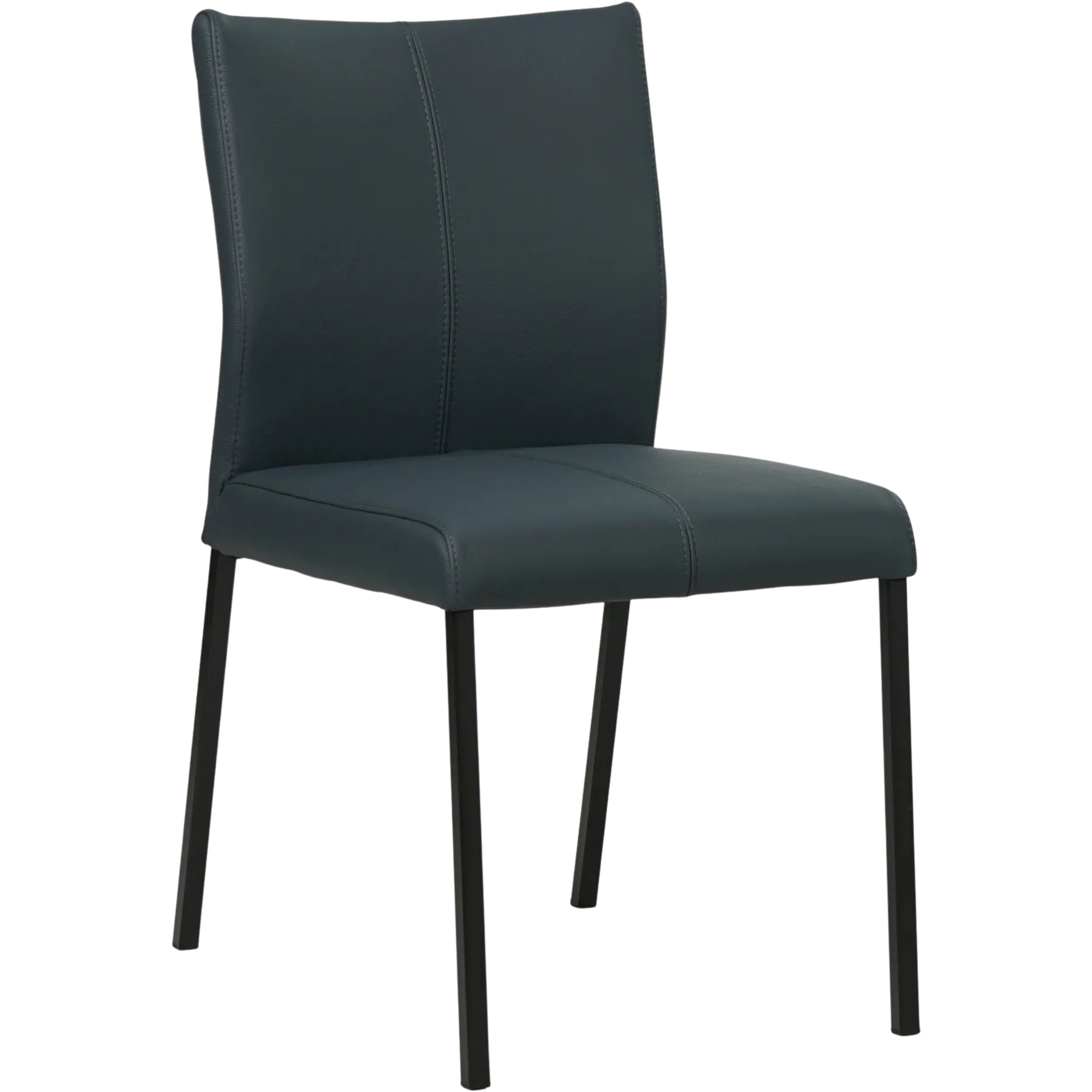 afbeelding van Leren eetkamerstoel Basic - Toledo Marine (blauw) - Poten staal vierkant zwart