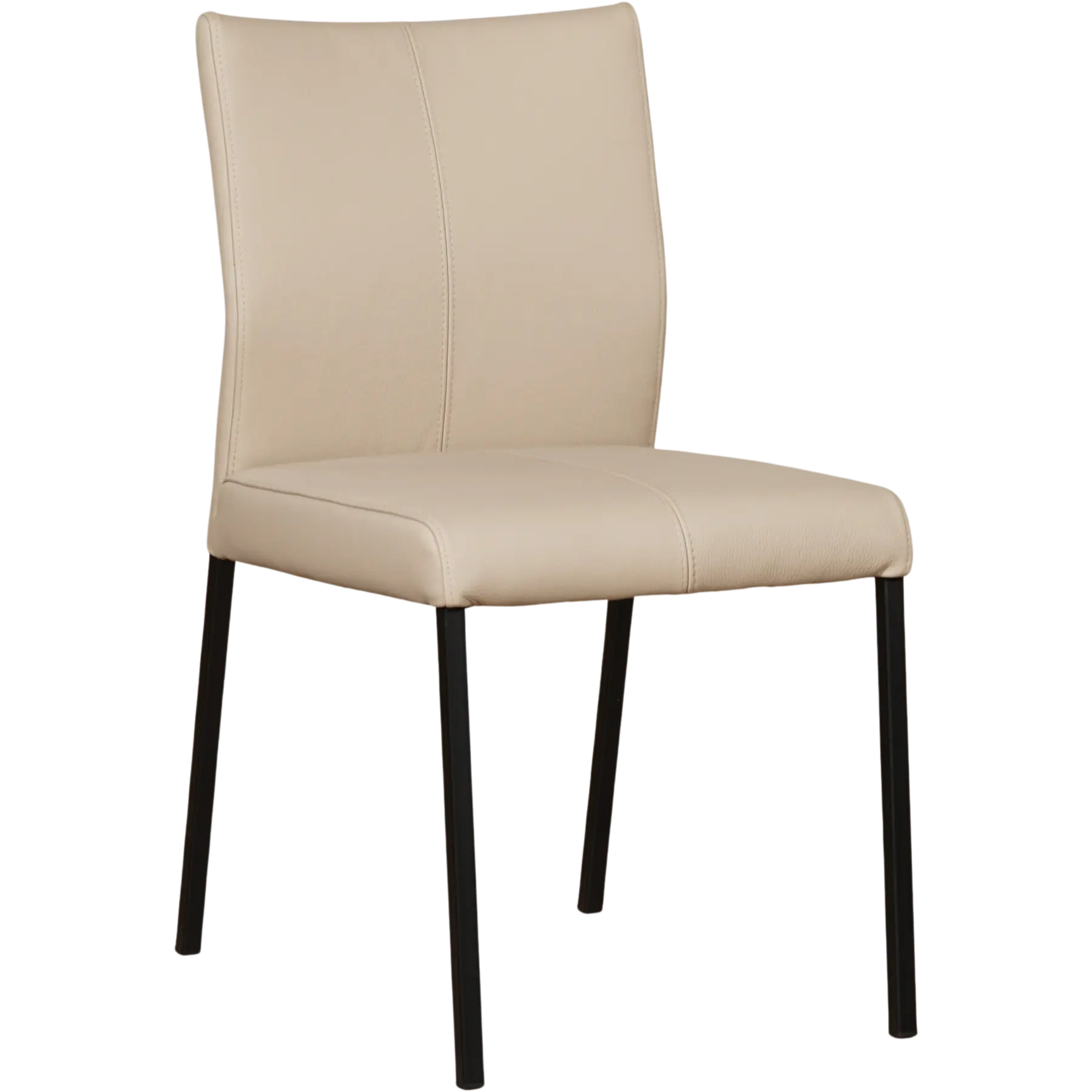 afbeelding van Leren eetkamerstoel Basic - Toledo Mastic (taupe/bruin) - Poten staal vierkant zwart