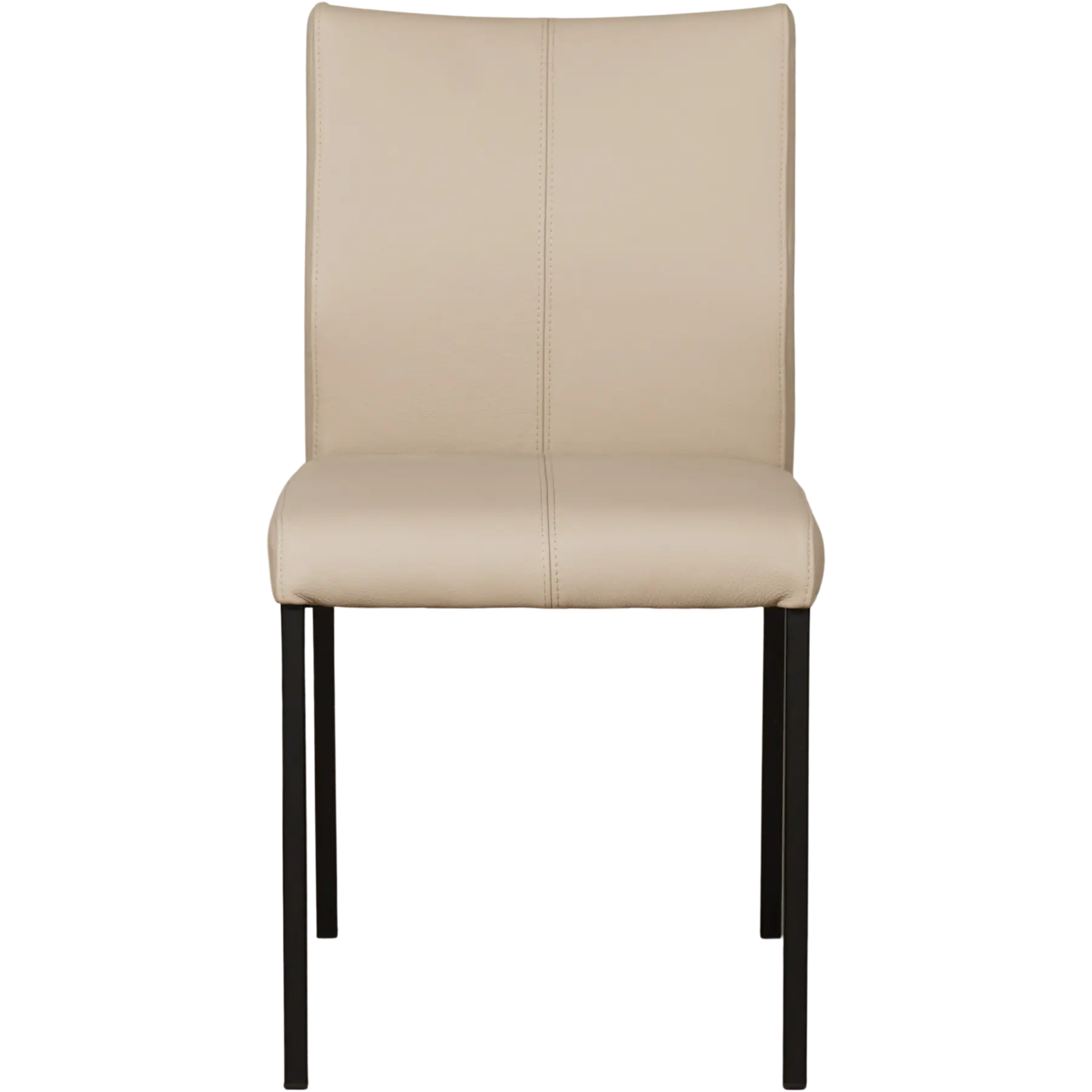 afbeelding van Leren eetkamerstoel Basic - Toledo Mastic (taupe/bruin) - Poten staal vierkant zwart