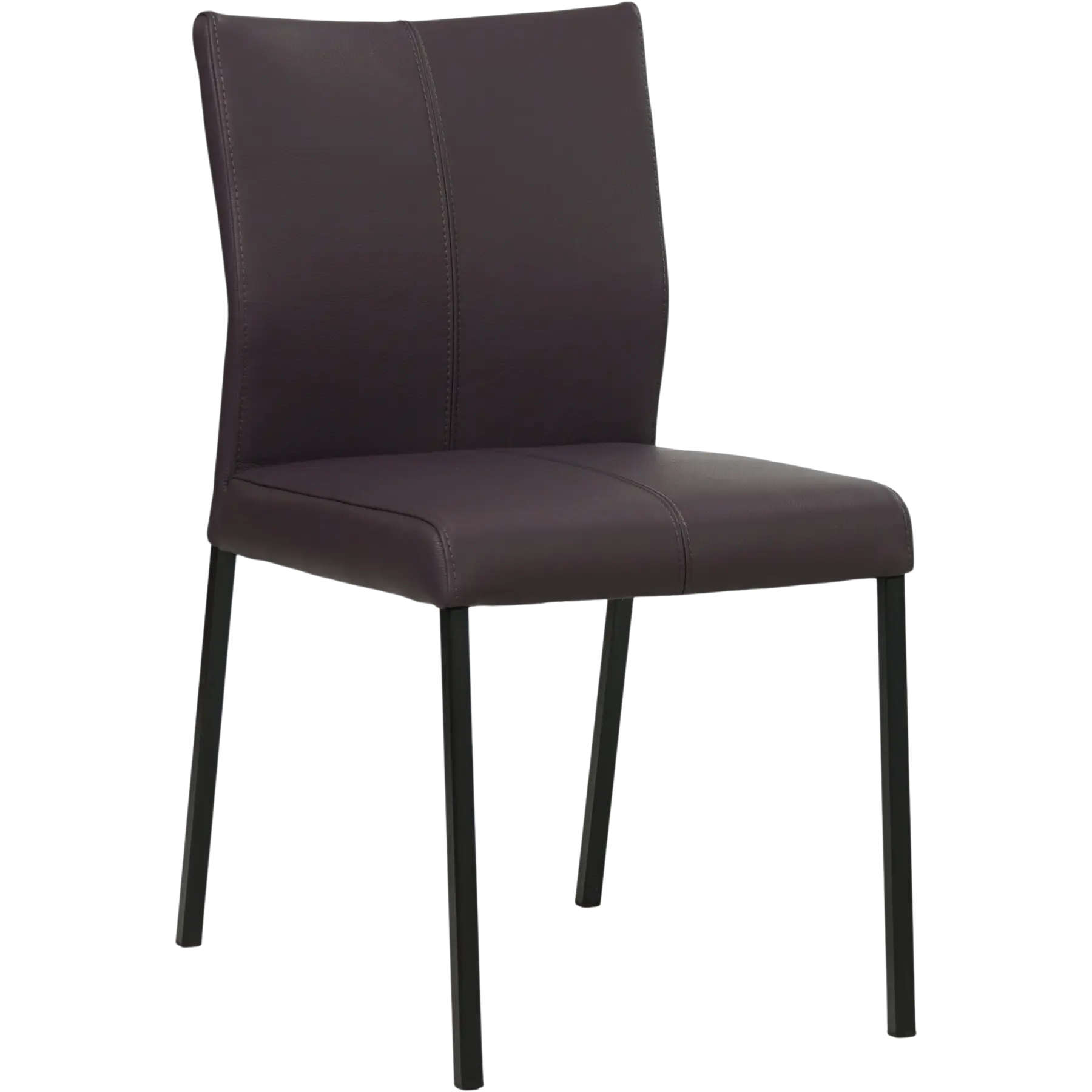 afbeelding van Leren eetkamerstoel Basic - Toledo Merlin (donkerpaars) - Poten staal vierkant zwart