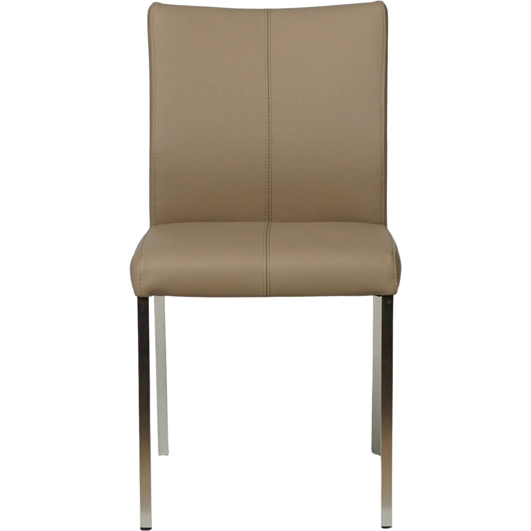 afbeelding van Leren eetkamerstoel Basic - Toledo Mocca (taupe/bruin) - Poten staal vierkant RVS