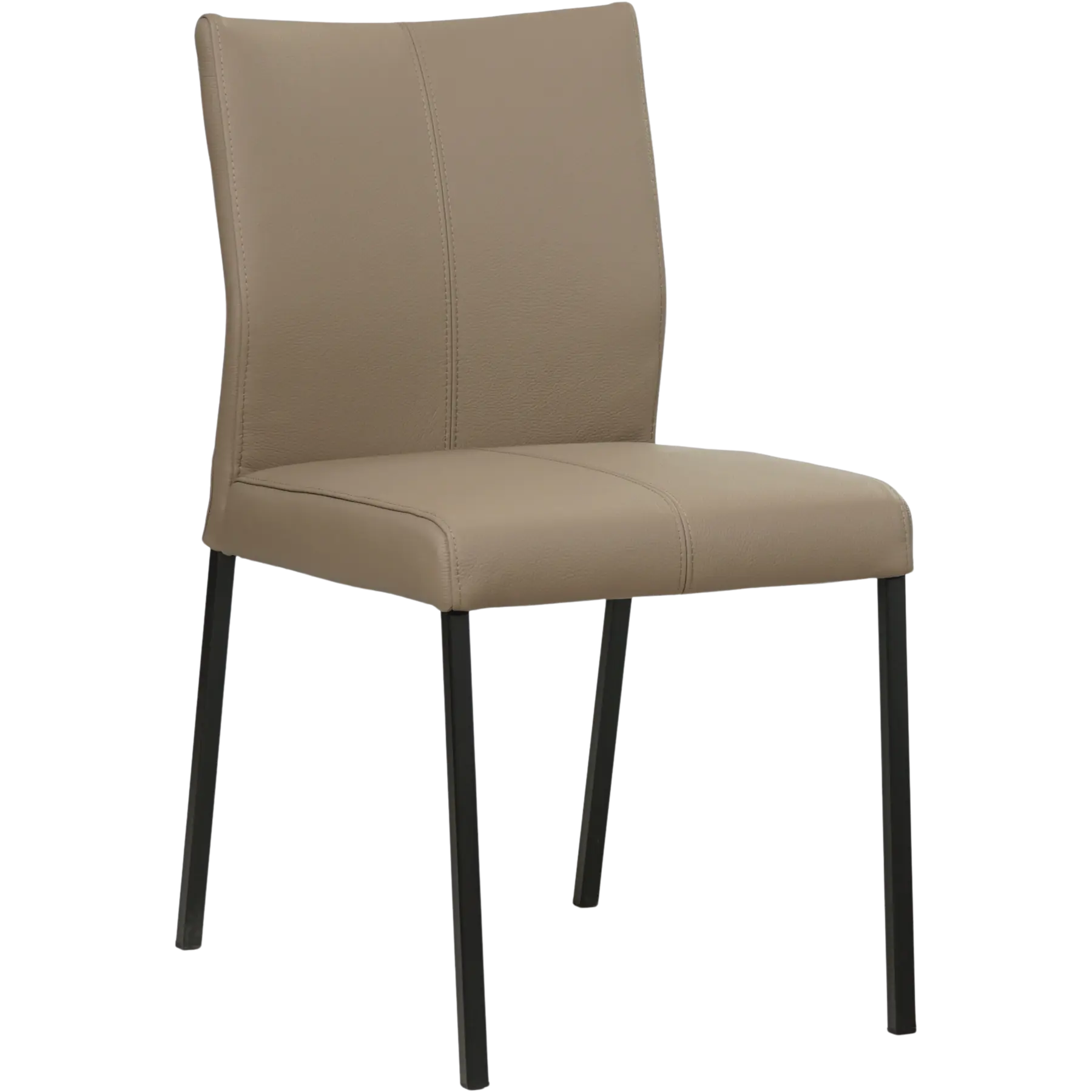 afbeelding van Leren eetkamerstoel Basic - Toledo Mocca (taupe/bruin) - Poten staal vierkant zwart