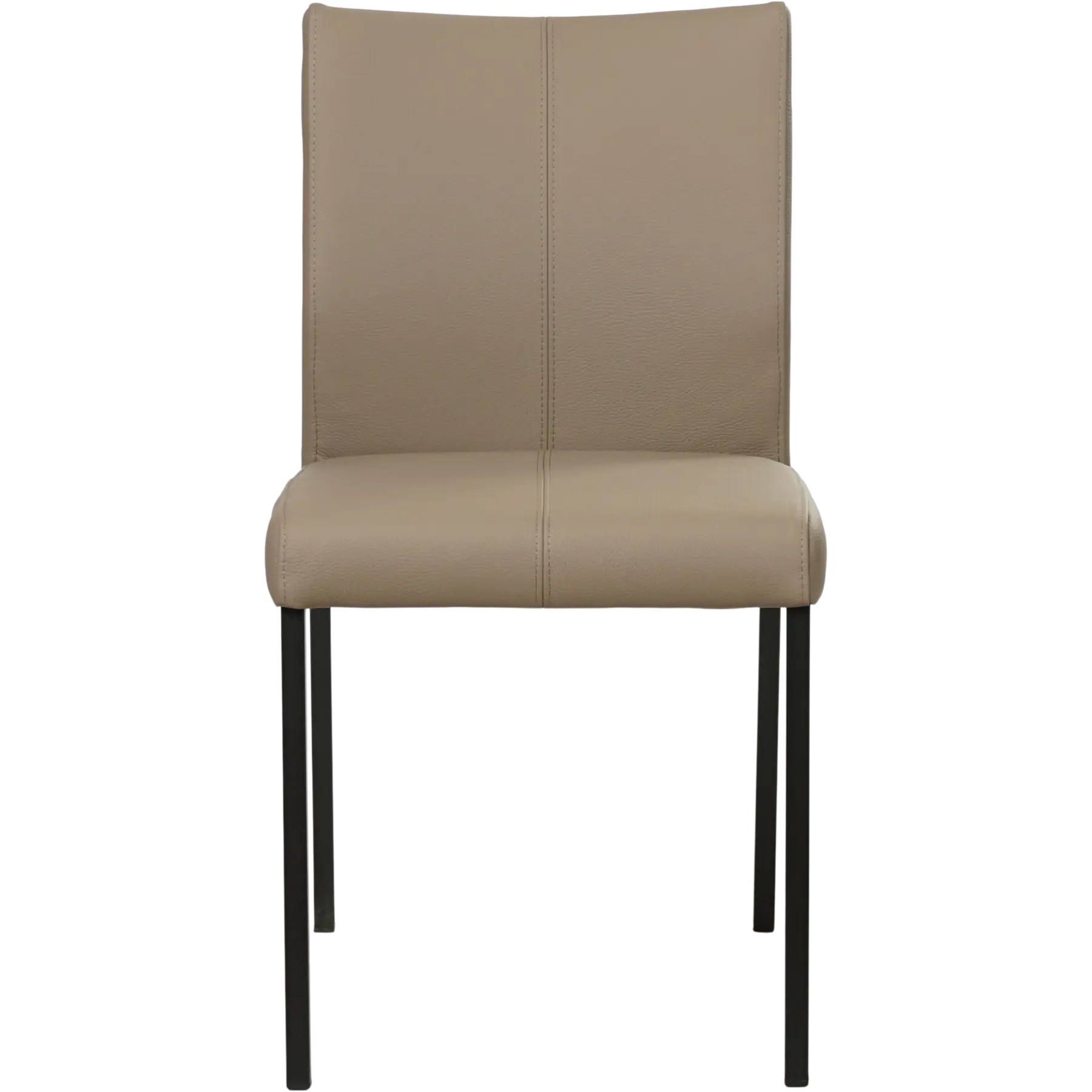 afbeelding van Leren eetkamerstoel Basic - Toledo Mocca (taupe/bruin) - Poten staal vierkant zwart