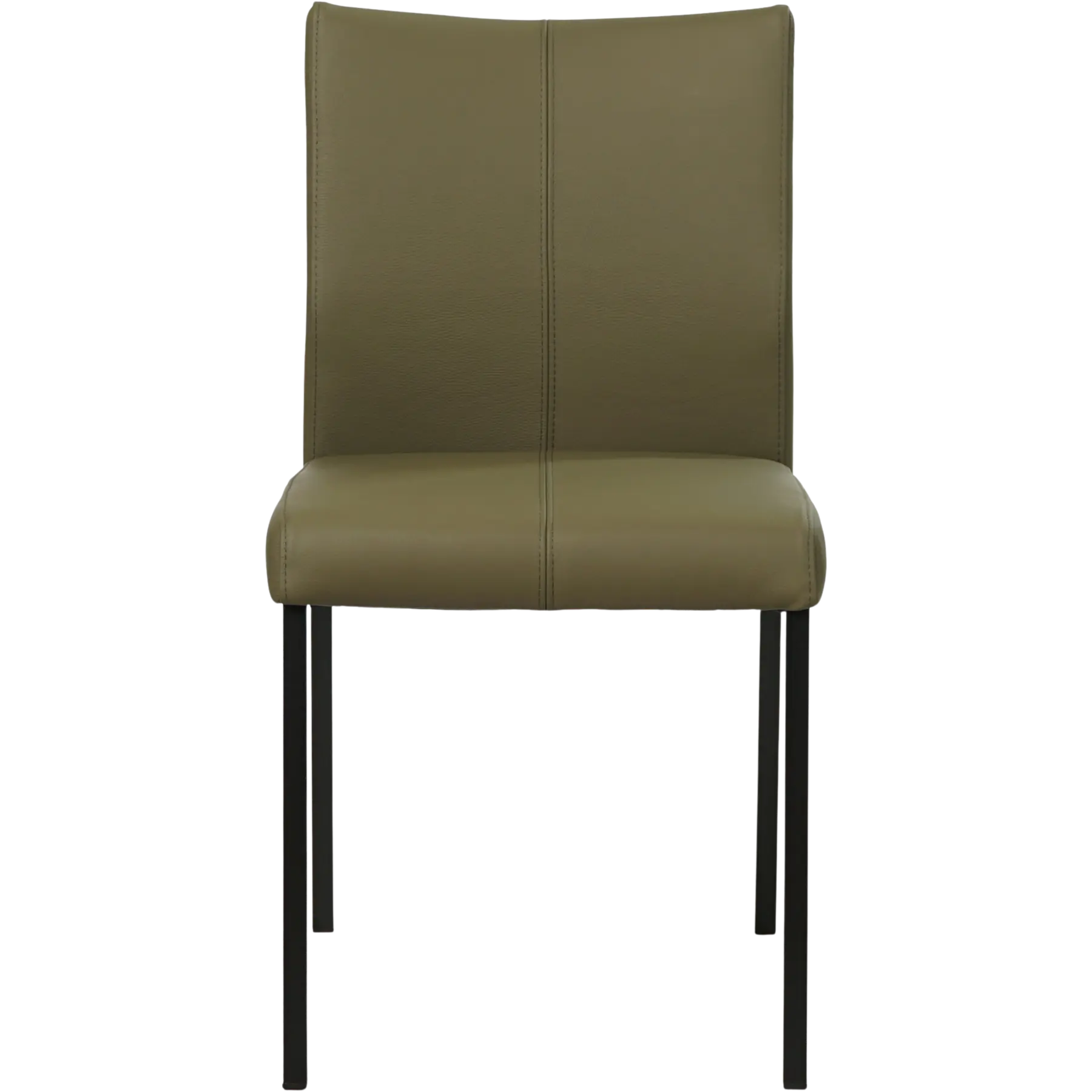afbeelding van Leren eetkamerstoel Basic - Toledo Olive (olijf/goen) - Poten staal vierkant zwart
