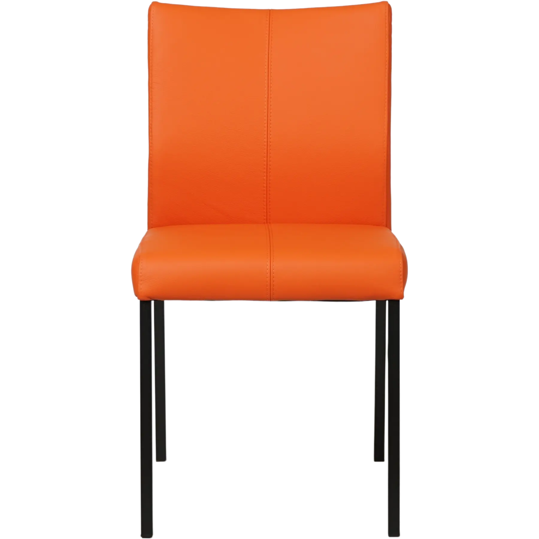 afbeelding van Leren eetkamerstoel Basic - Toledo Orange (oranje) - Poten staal vierkant zwart