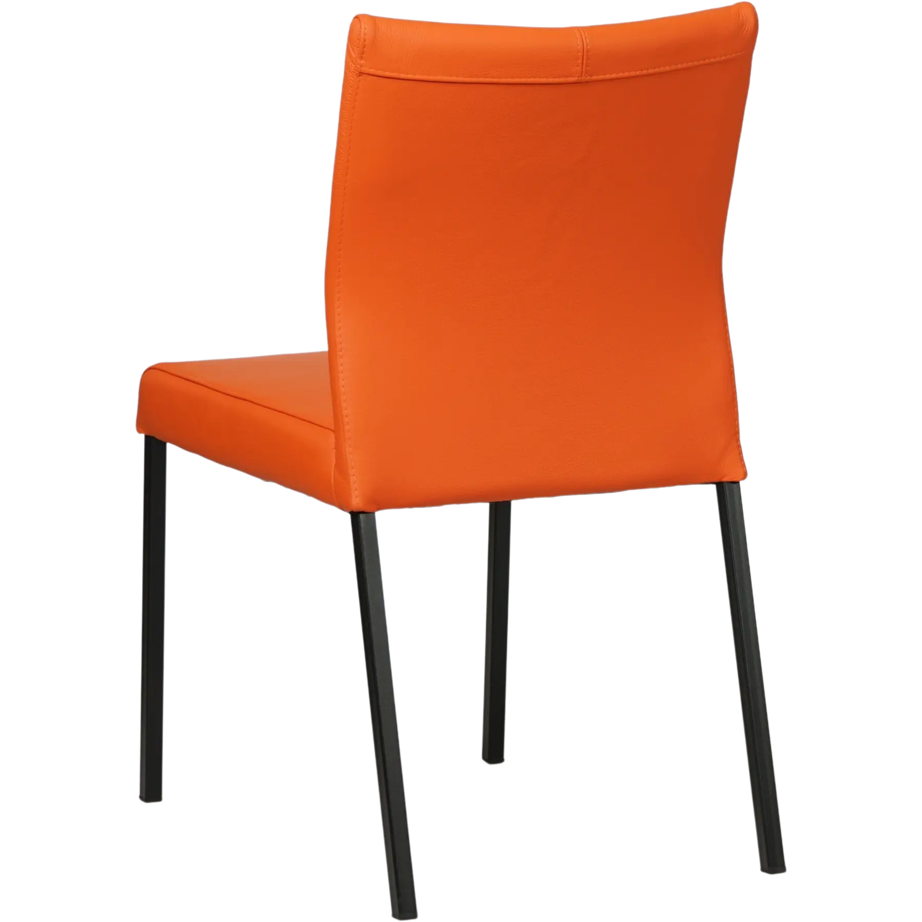 afbeelding van Leren eetkamerstoel Basic - Toledo Orange (oranje) - Poten staal vierkant zwart