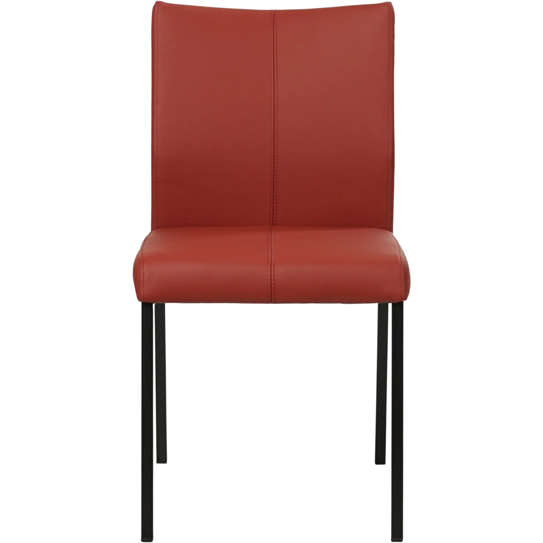 afbeelding van Leren eetkamerstoel Basic - Toledo Red (rood) - Poten staal vierkant zwart