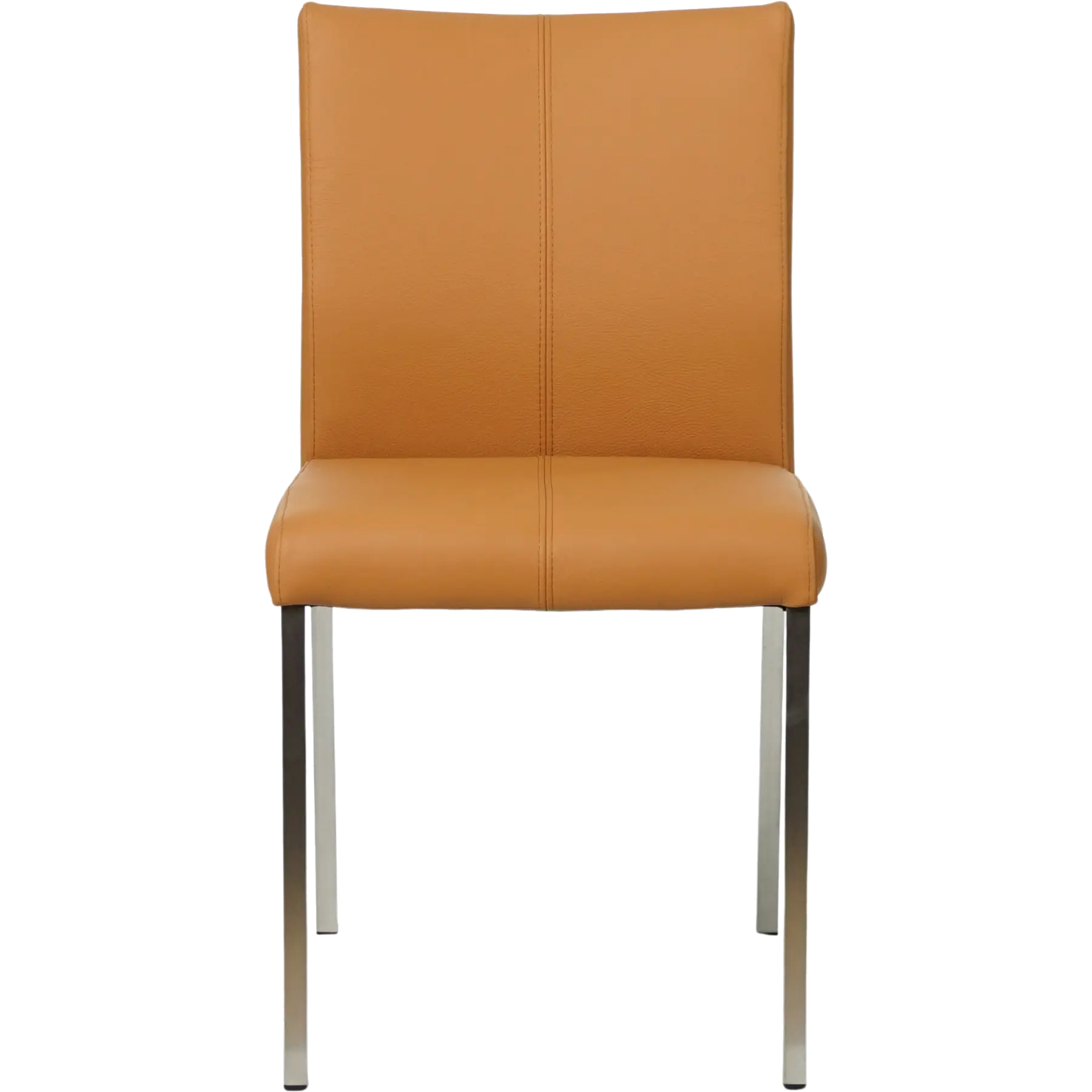 afbeelding van Leren eetkamerstoel Basic - Toledo Sabbia (lichtcognac) - Poten staal vierkant RVS