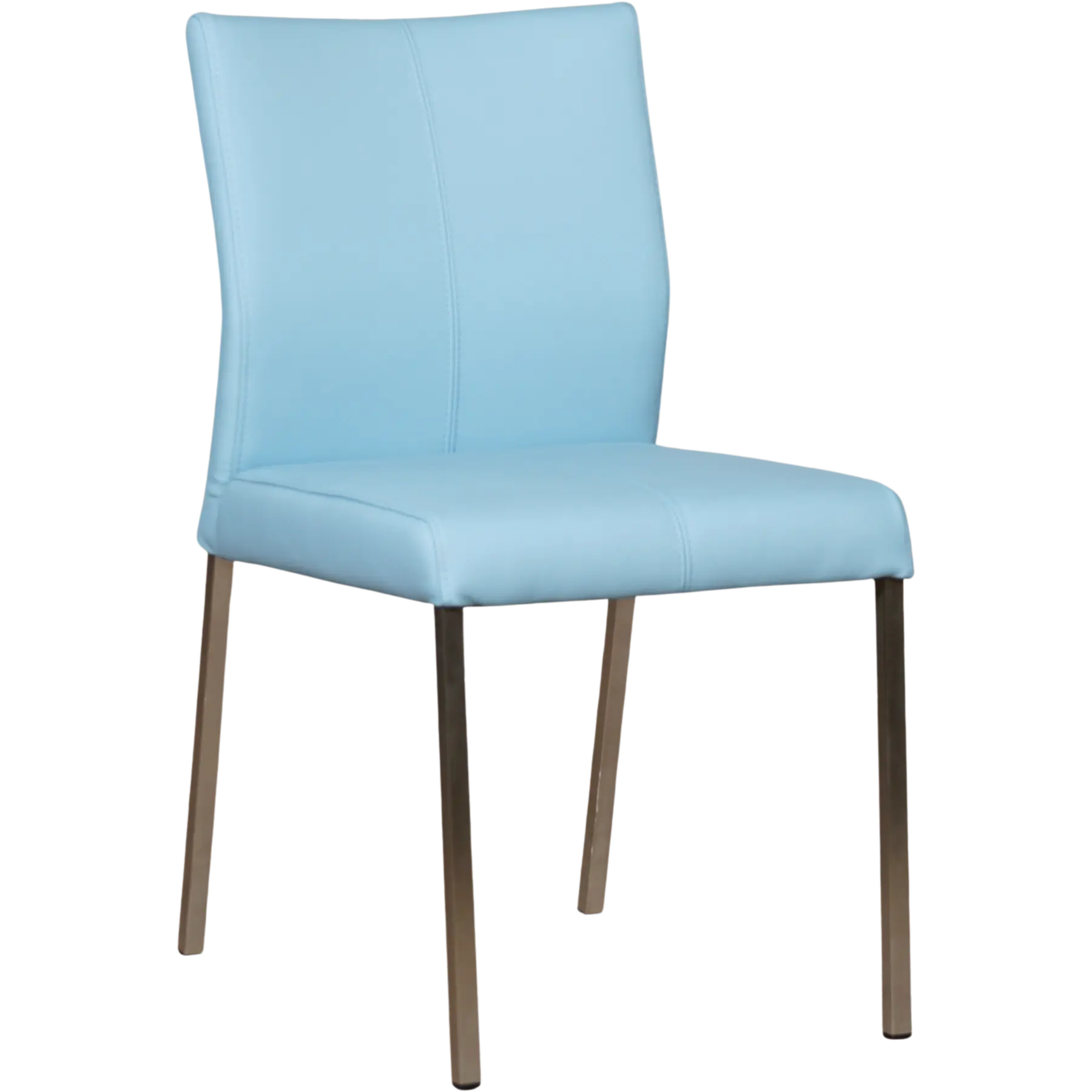 afbeelding van Leren eetkamerstoel Basic - Toledo Sky Blue (lichtblauw) - Poten staal vierkant RVS