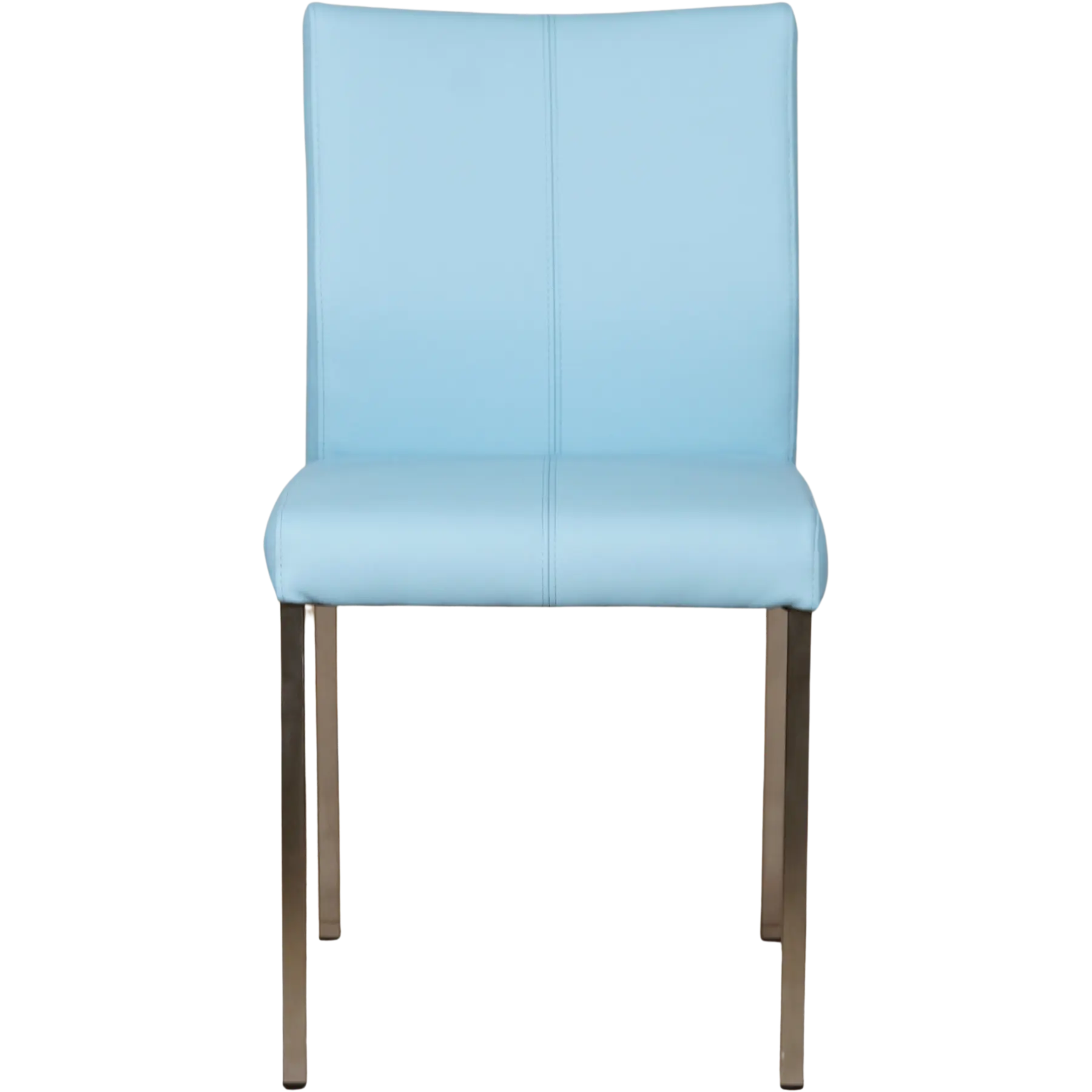 afbeelding van Leren eetkamerstoel Basic - Toledo Sky Blue (lichtblauw) - Poten staal vierkant RVS