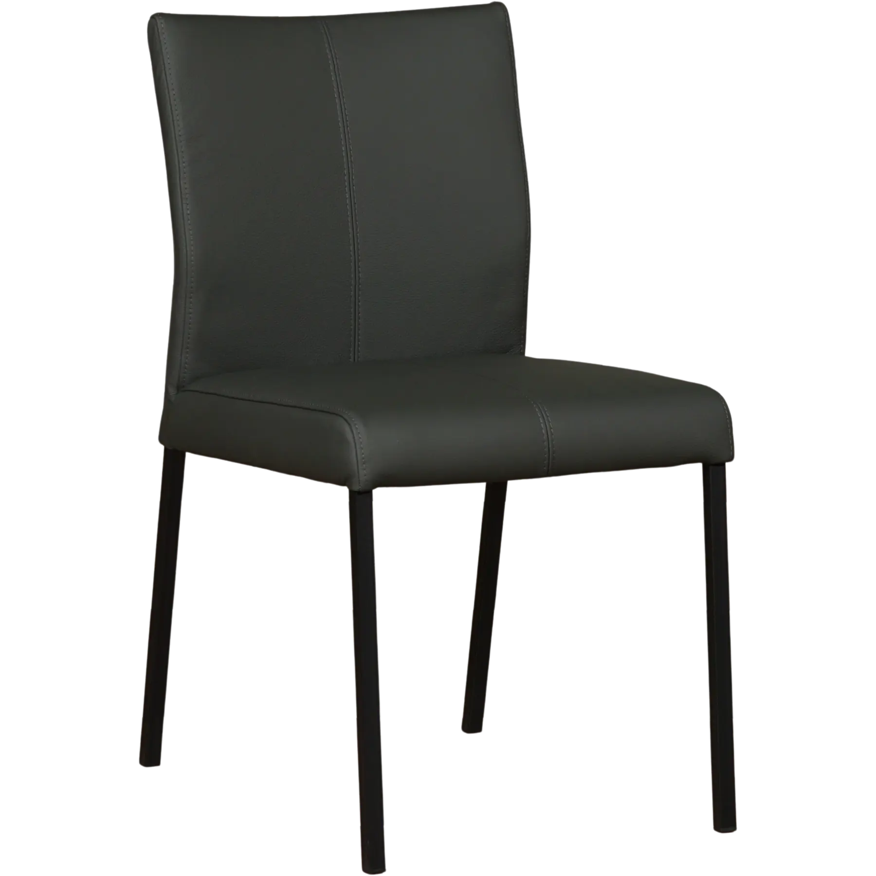 afbeelding van Leren eetkamerstoel Basic - Toledo Verde (donkergroen) - Poten staal vierkant zwart