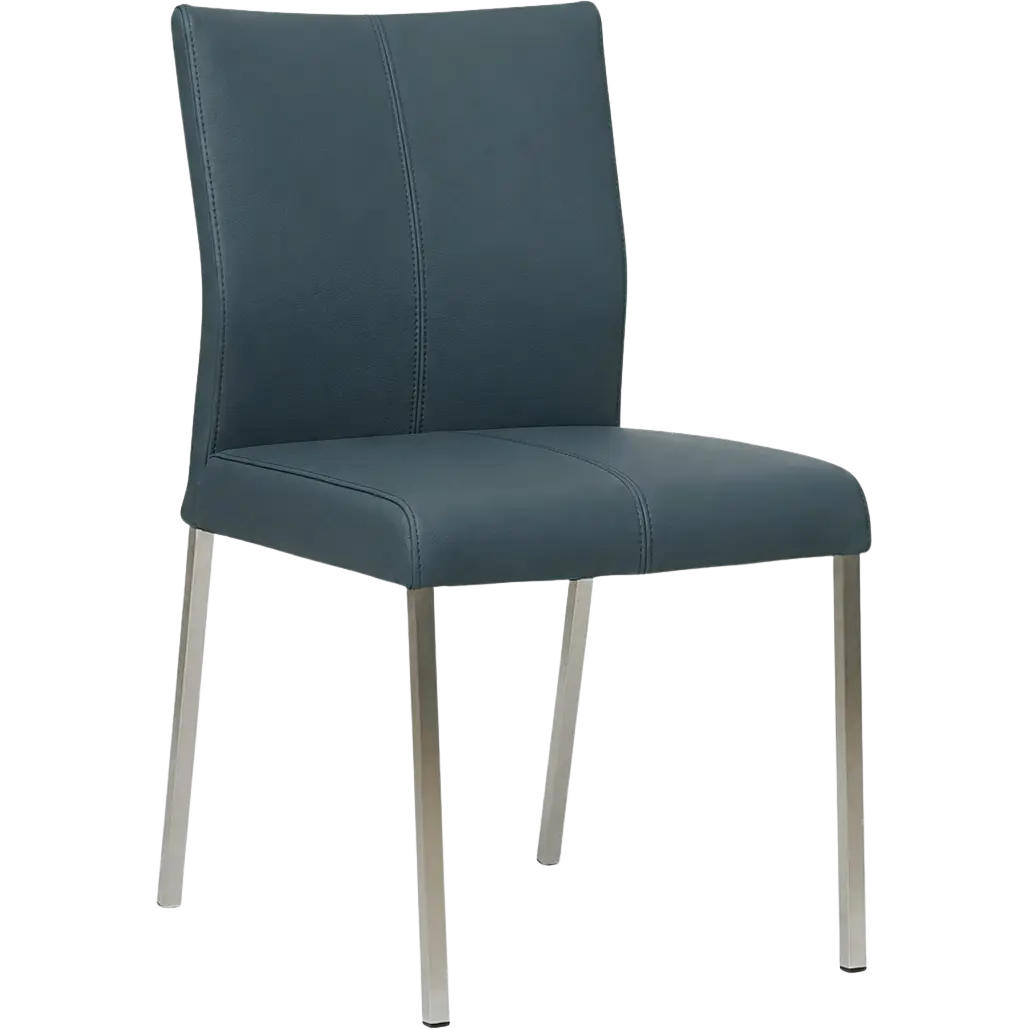 afbeelding van Leren eetkamerstoel Basic - Toledo Whale (blauw/grijs) - Poten staal vierkant RVS