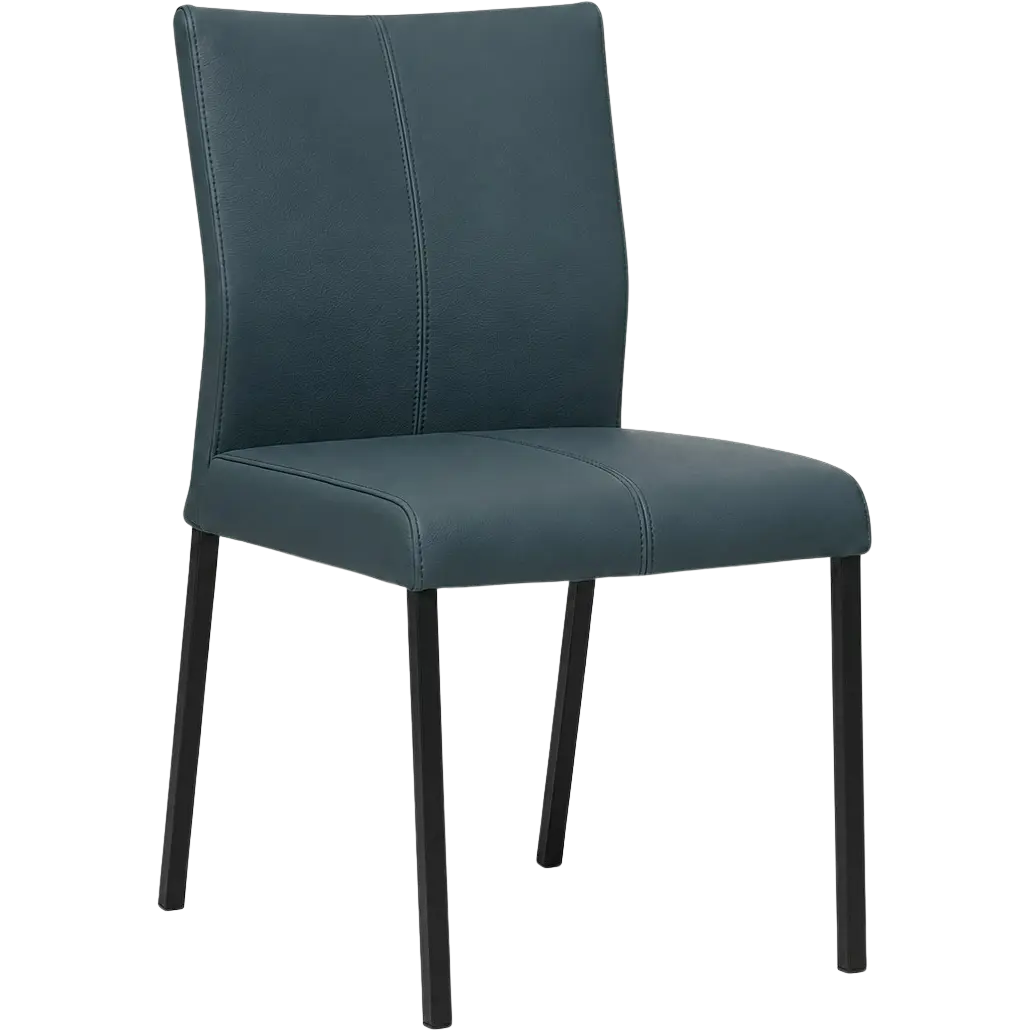 afbeelding van Leren eetkamerstoel Basic - Toledo Whale (blauw/grijs) - Poten staal vierkant zwart