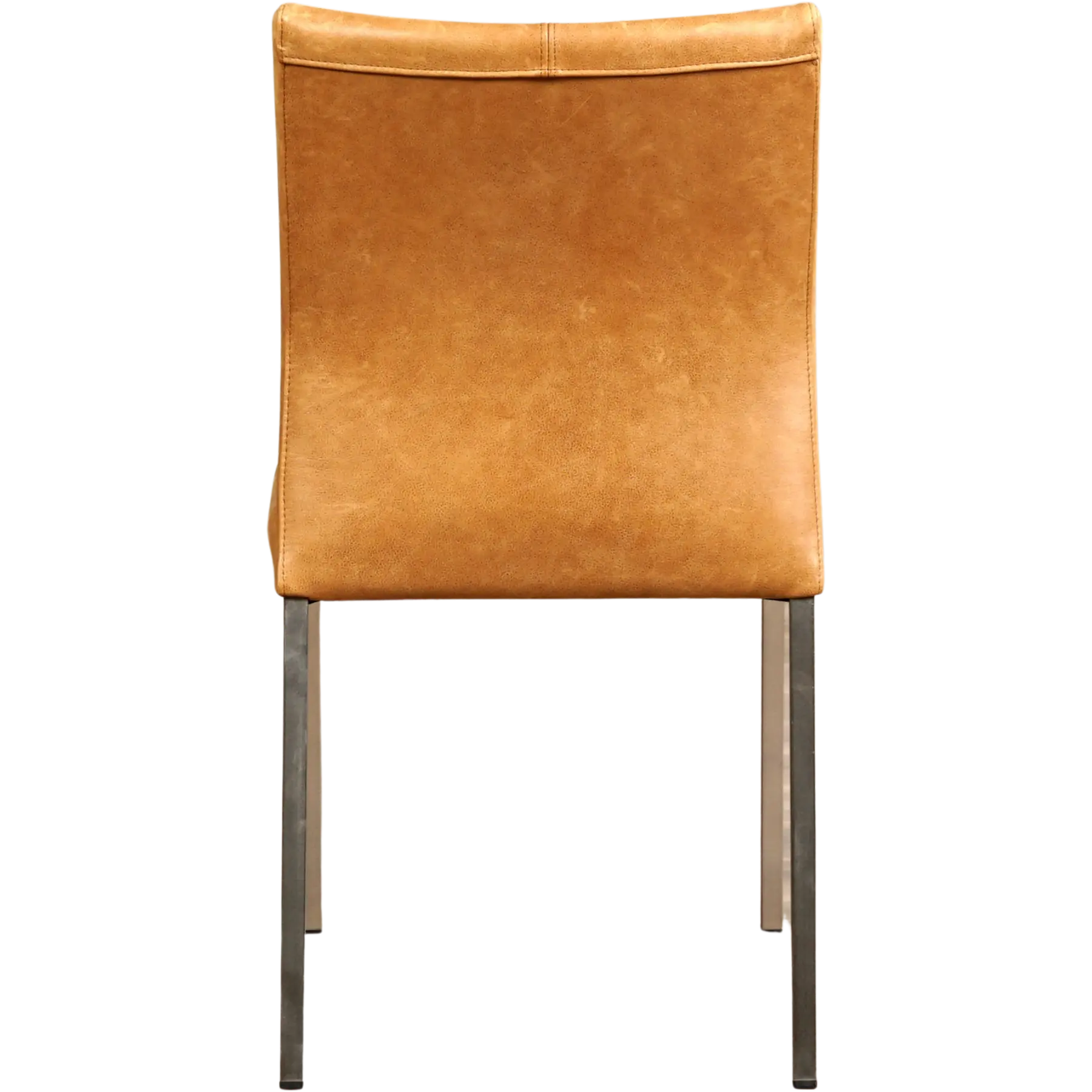 afbeelding van Leren eetkamerstoel Basic - Vintage Cognac (cognac) - Poten staal vierkant RVS