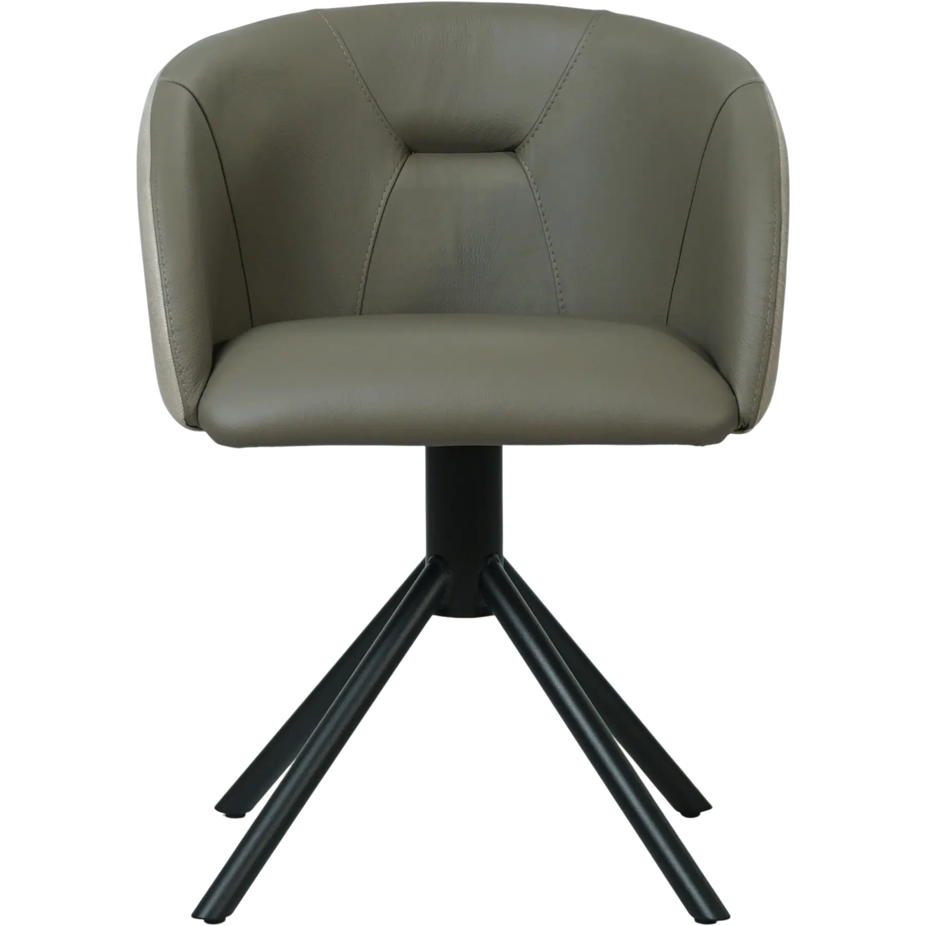 afbeelding van Leren eetkamerstoel Charm Duo - Kenia Lightgrey en Toledo Smog - Spinpoot staal rond zwart