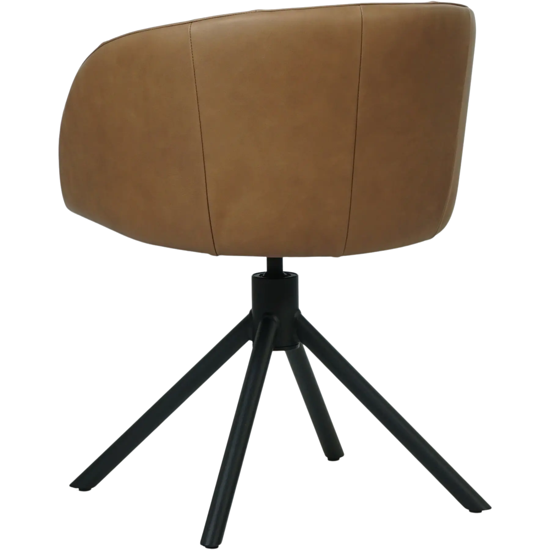 afbeelding van Leren eetkamerstoel Charm - Rancho Clay (bruin) - Spinpoot staal rond zwart