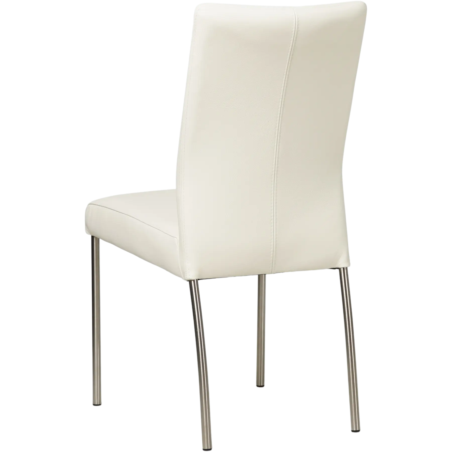 afbeelding van Leren eetkamerstoel Comfort - Hermes Bianco (gebroken wit) - Poten staal rond RVS